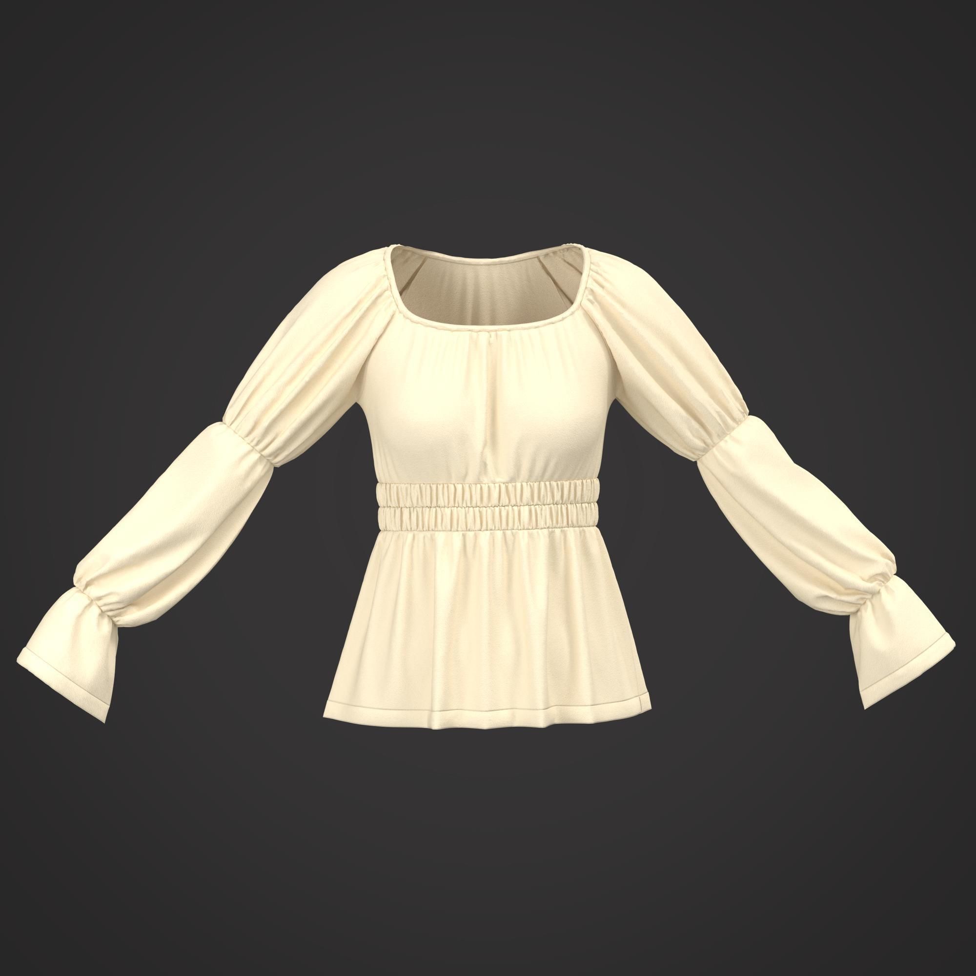 7 Women Blouses  3D model_13