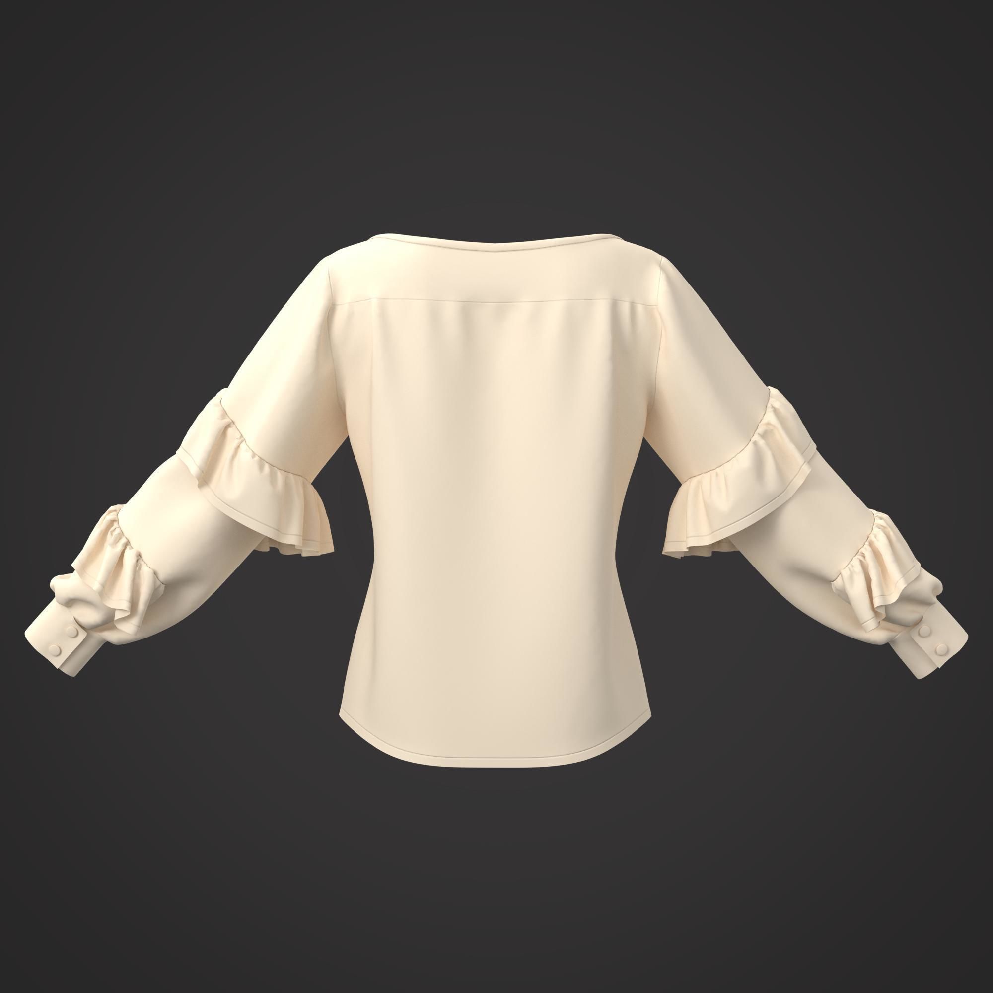 7 Women Blouses  3D model_22
