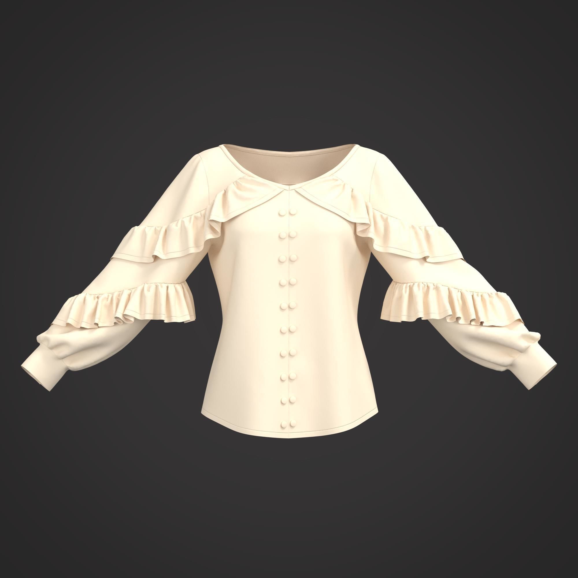 7 Women Blouses  3D model_21