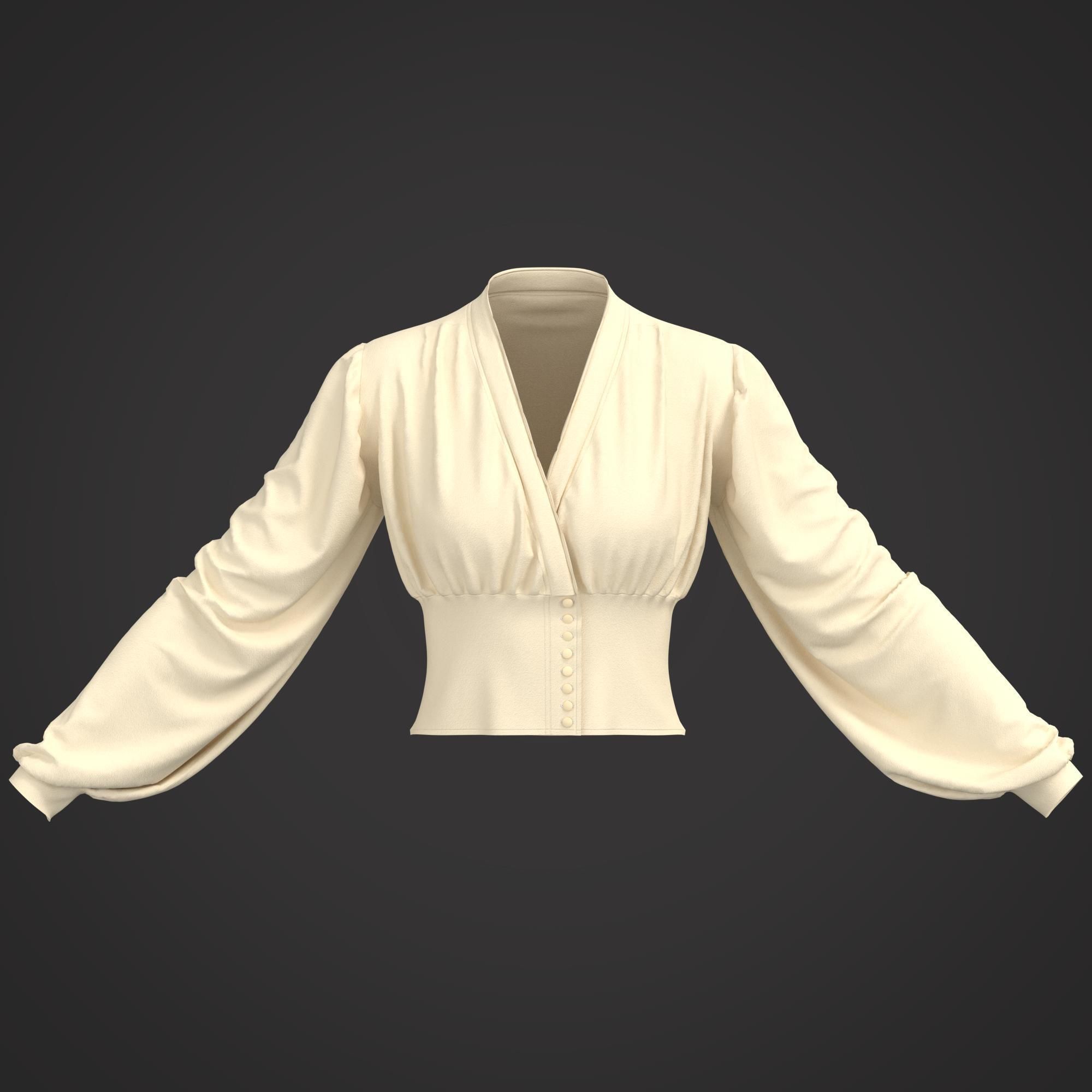 7 Women Blouses  3D model_17