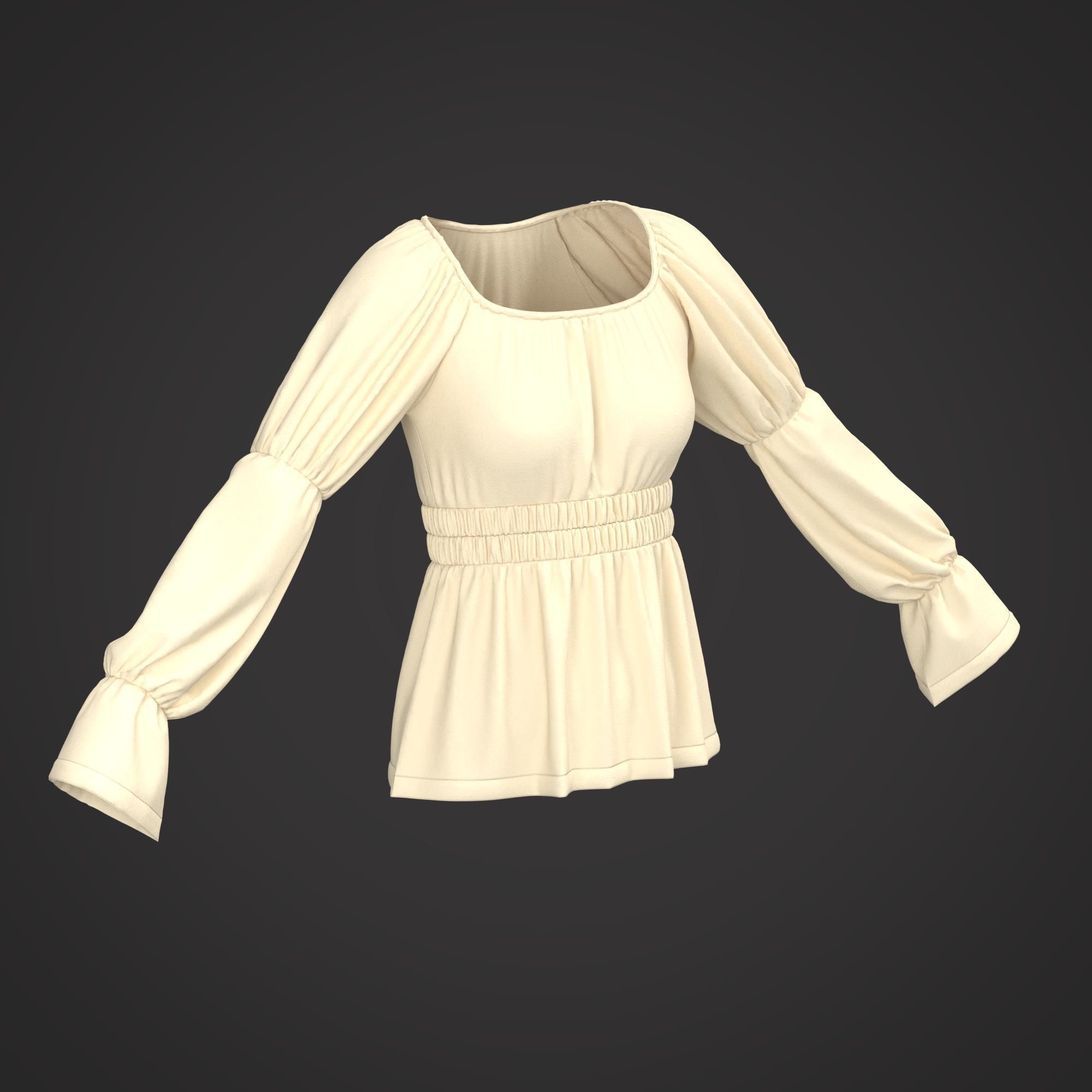 7 Women Blouses  3D model_15
