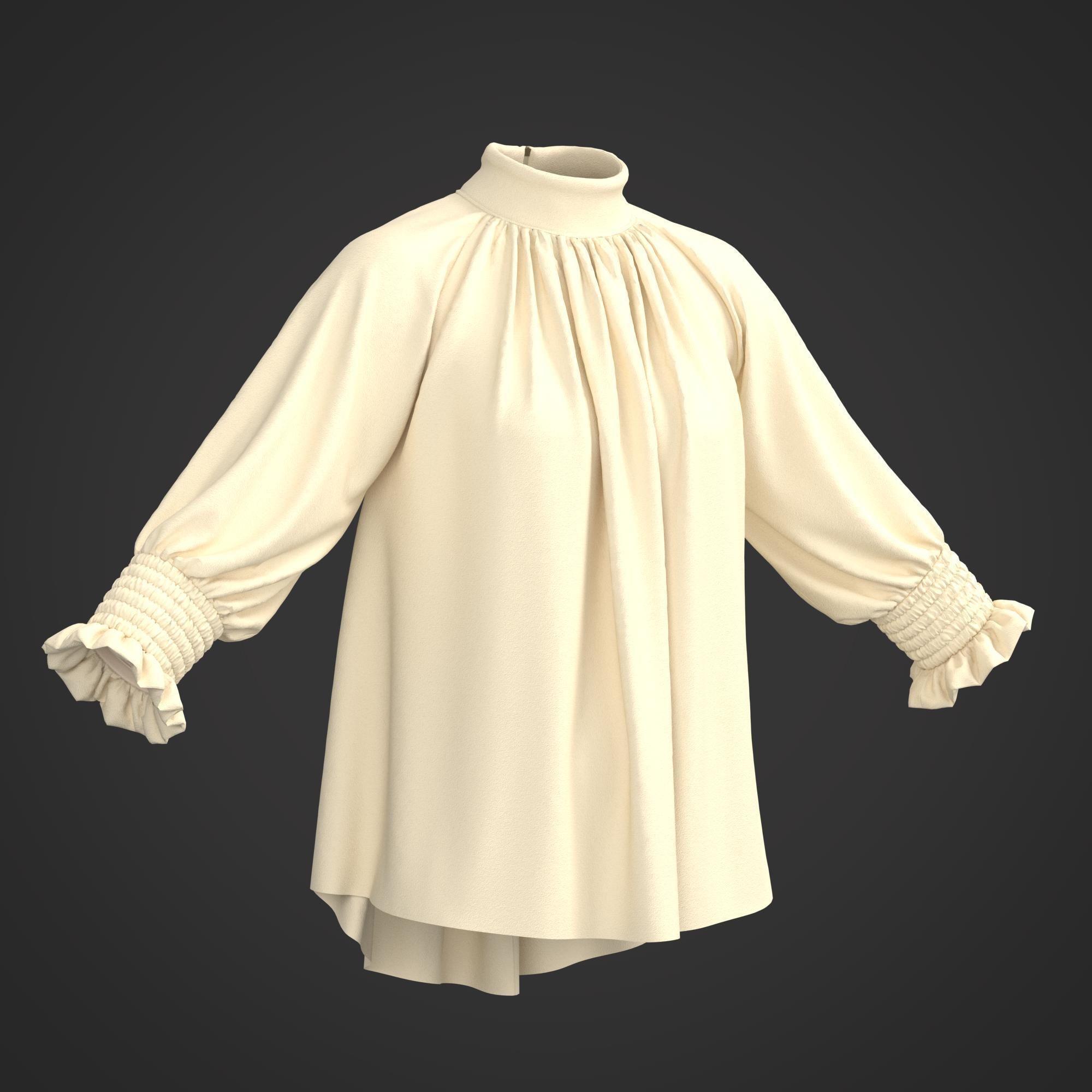 7 Women Blouses  3D model_2
