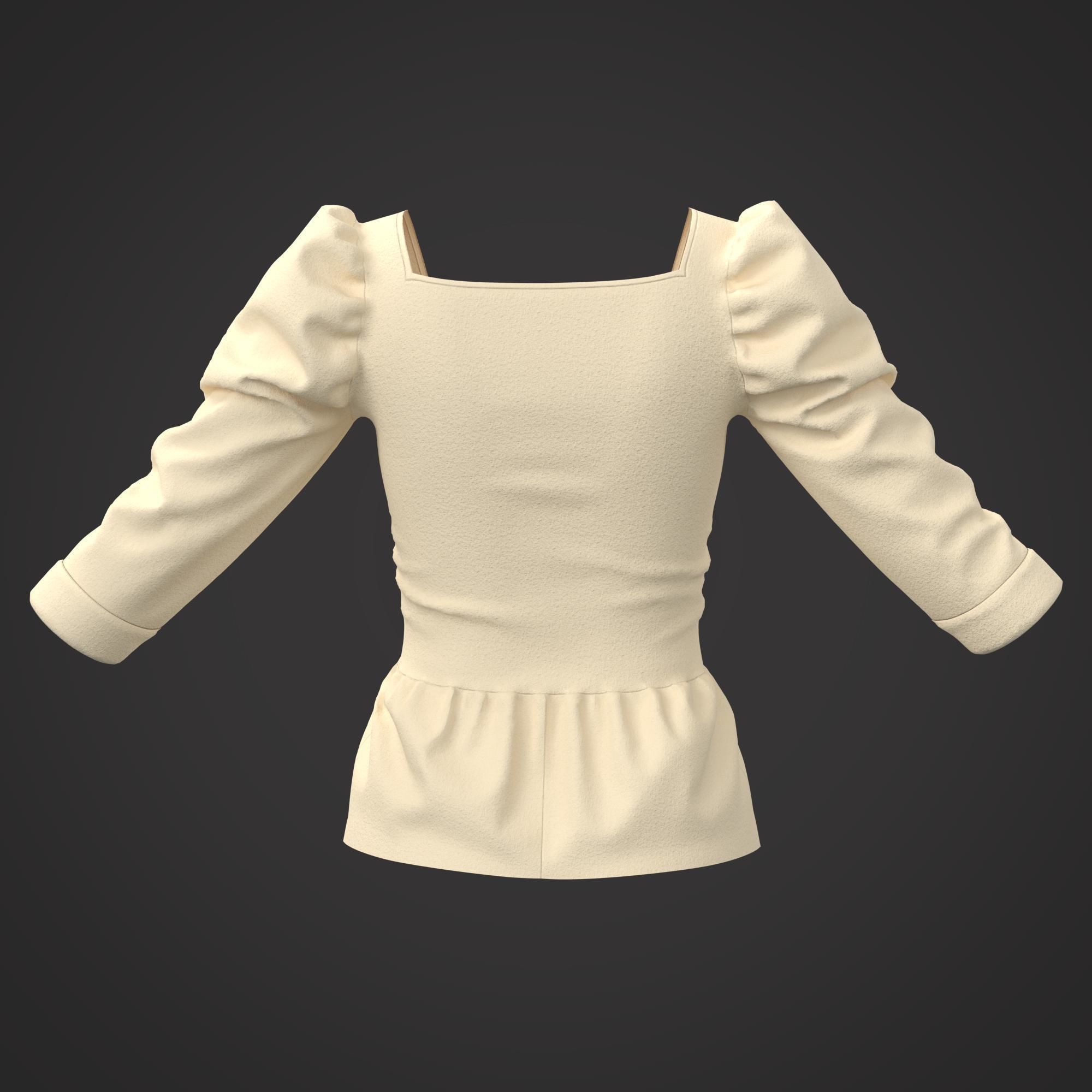 7 Women Blouses  3D model_7
