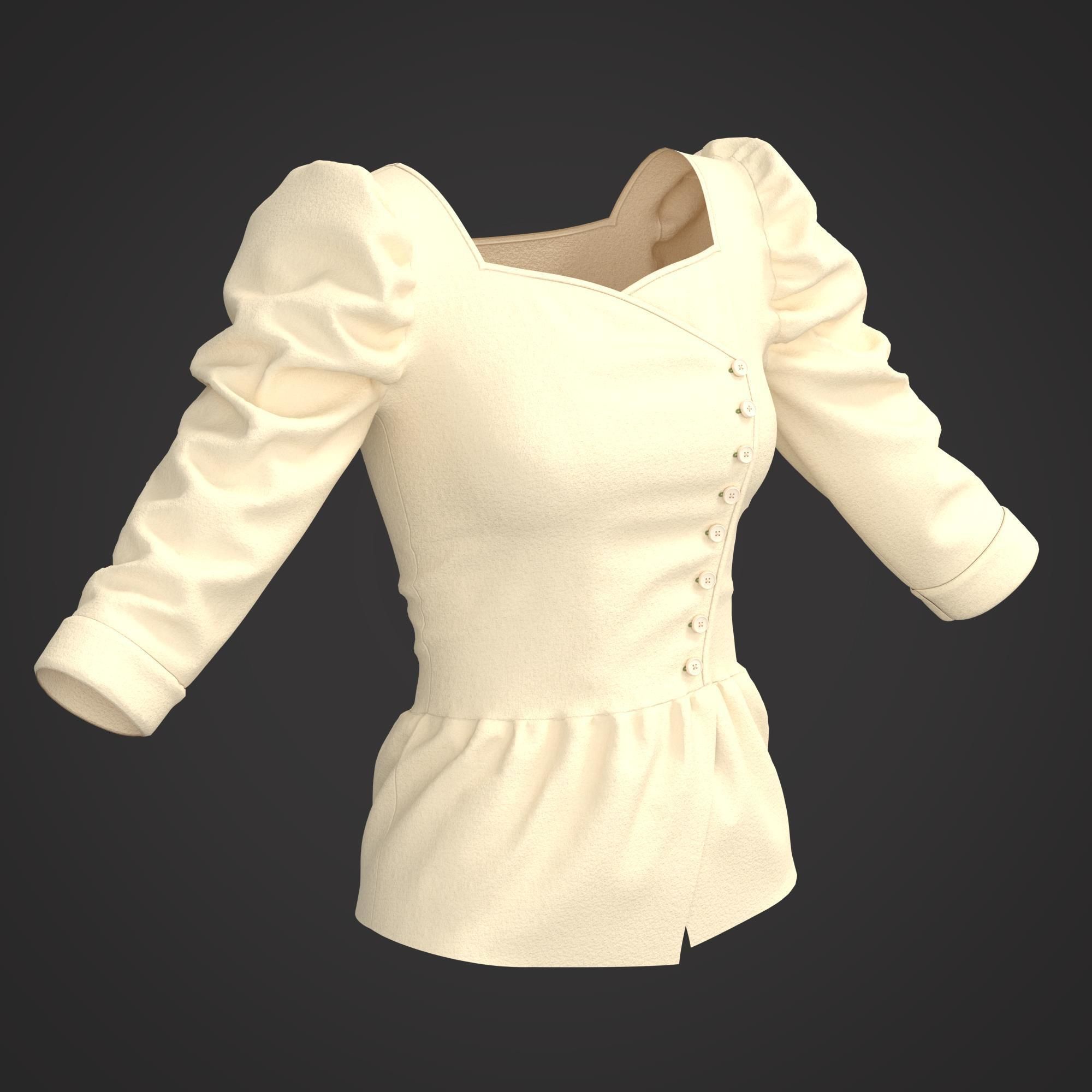 7 Women Blouses  3D model_6