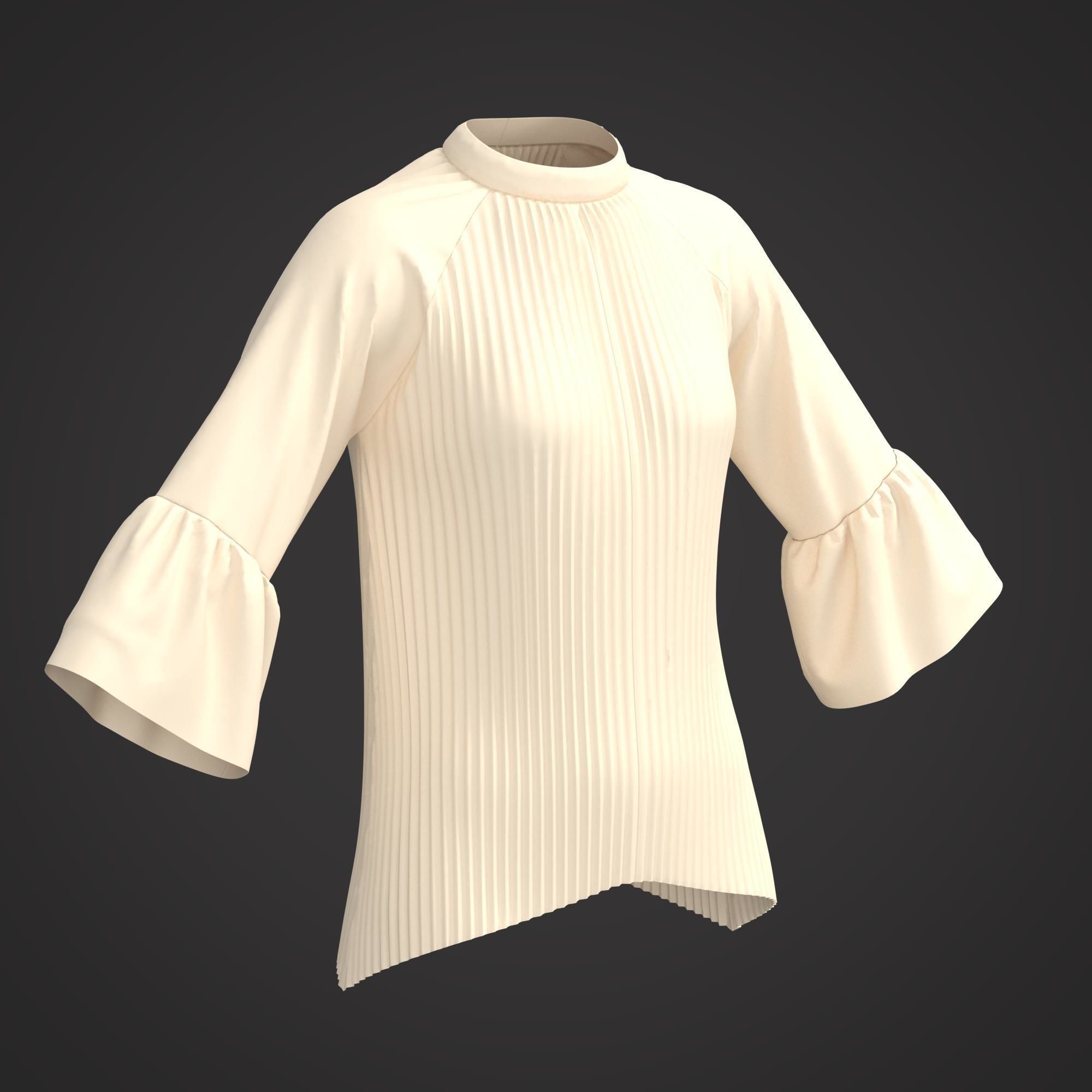 7 Women Blouses  3D model_27