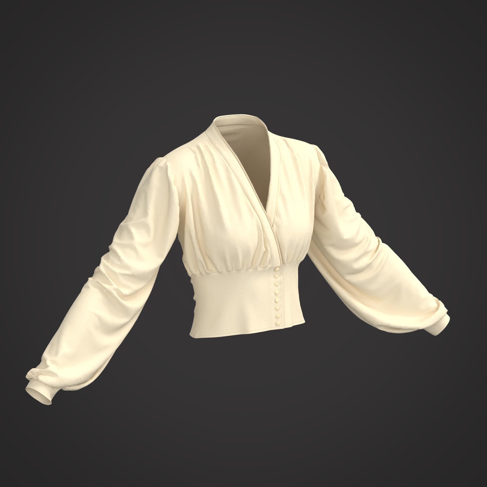 7 Women Blouses  3D model_18