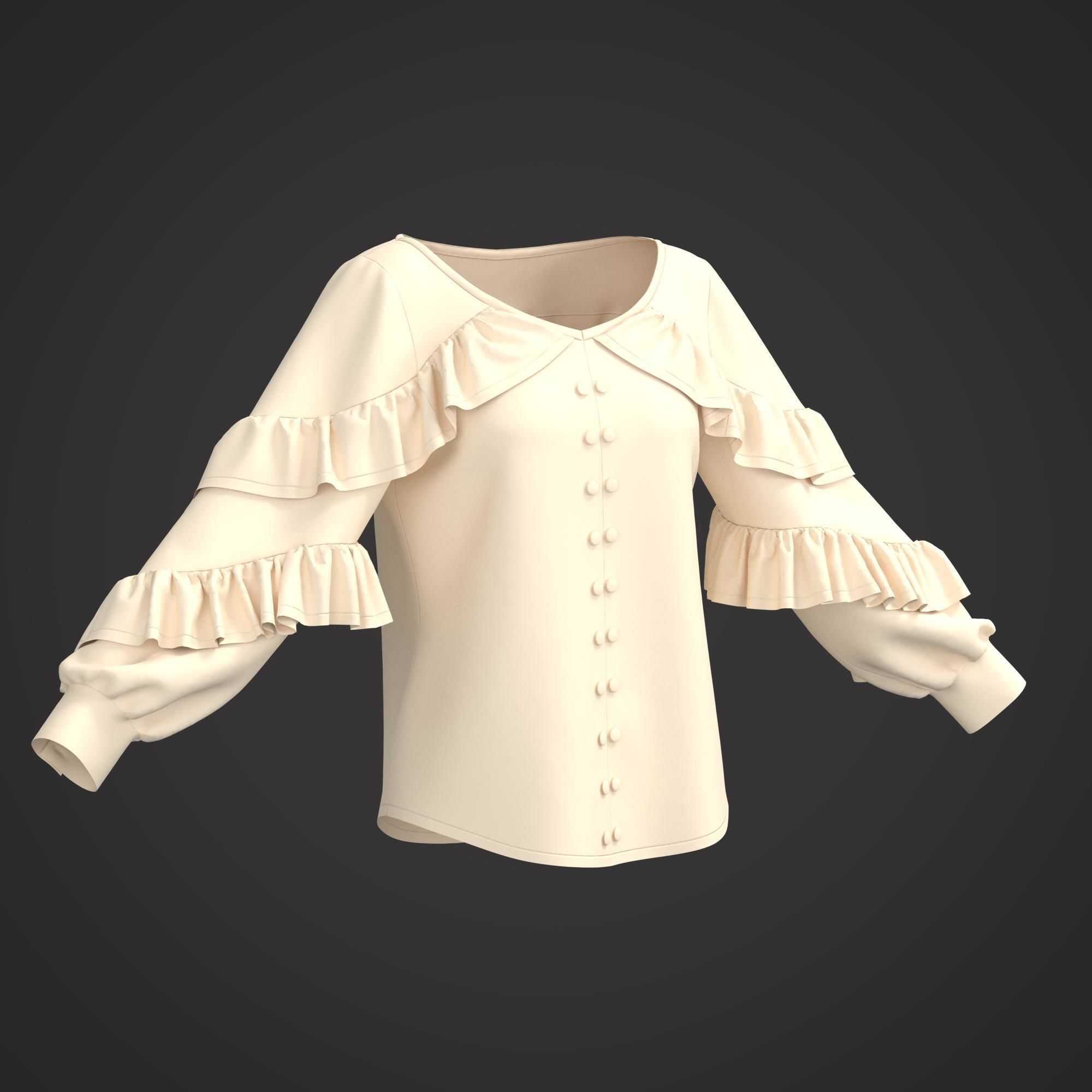 7 Women Blouses  3D model_23