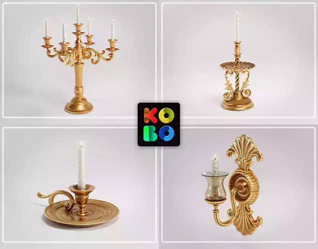 8 Ornamental Candlesticks 4K 3D Model Collection