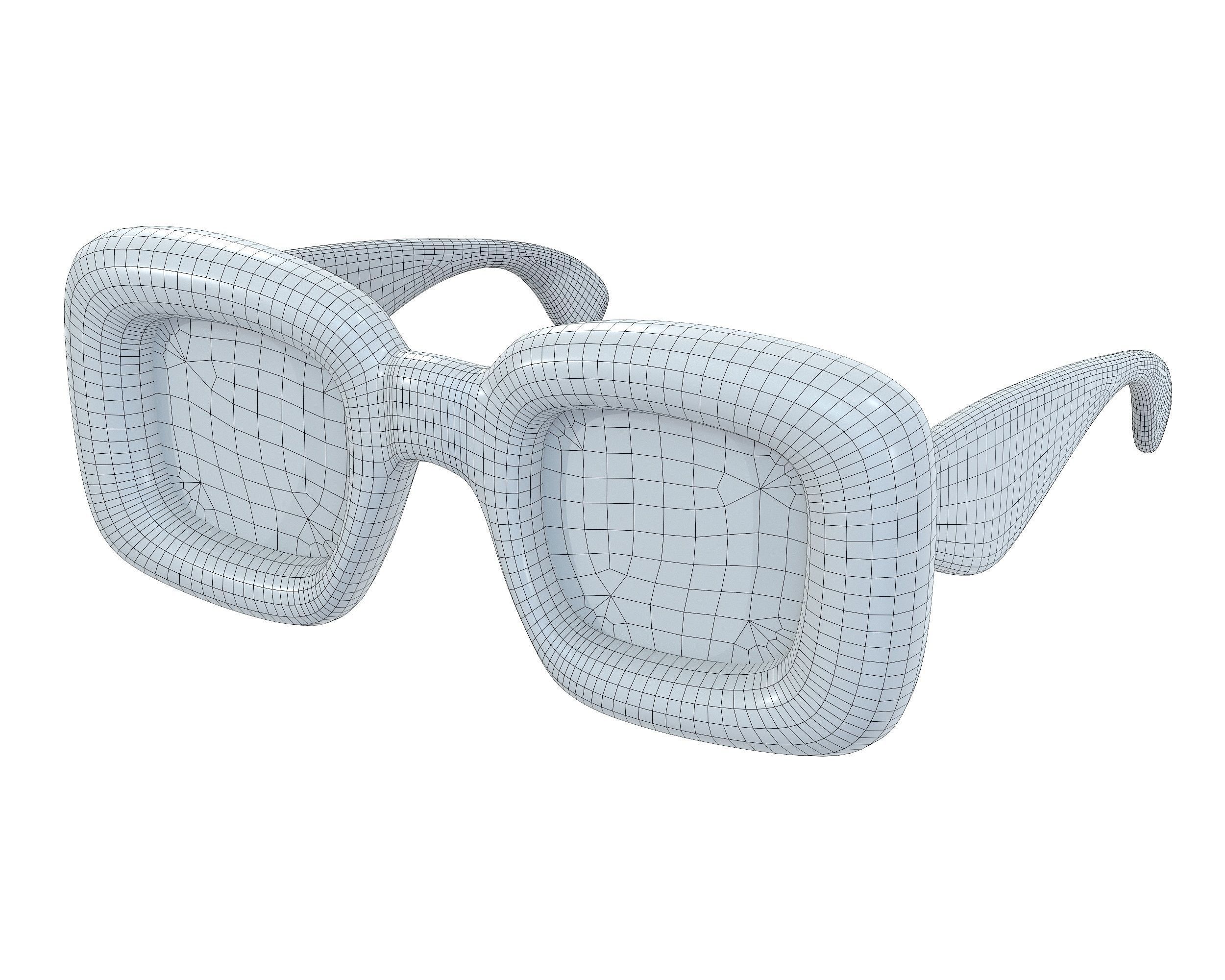 Loewe Inflated Rectangular Sunglasses Low-poly 3D model_13