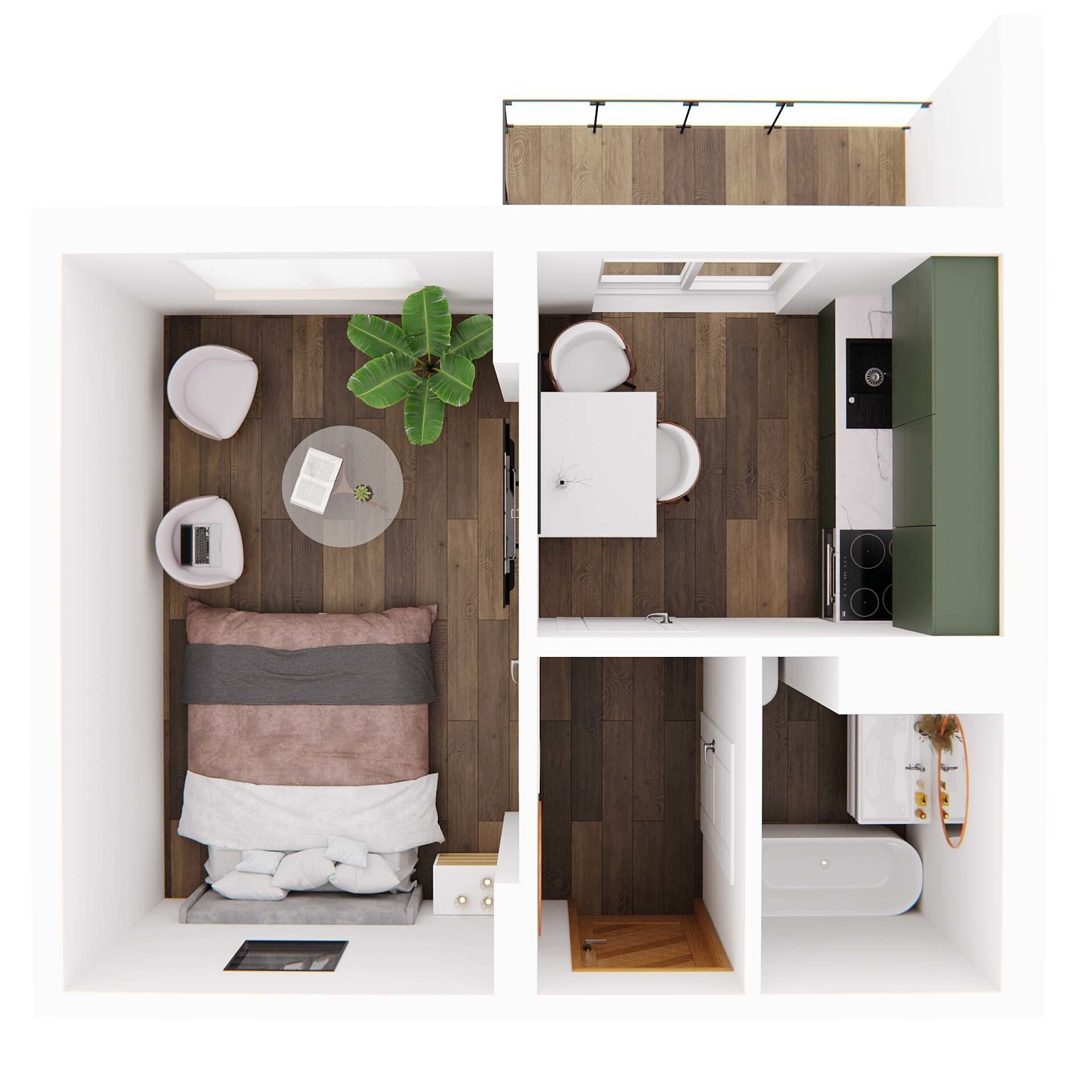 Small apartment floor plan free 3D model | CGTrader