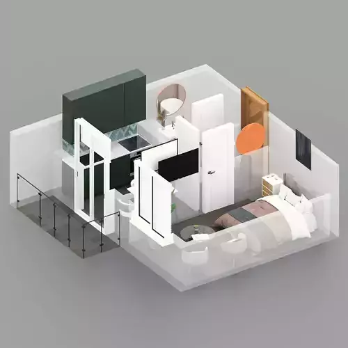 Small apartment floor plan Free 3D model