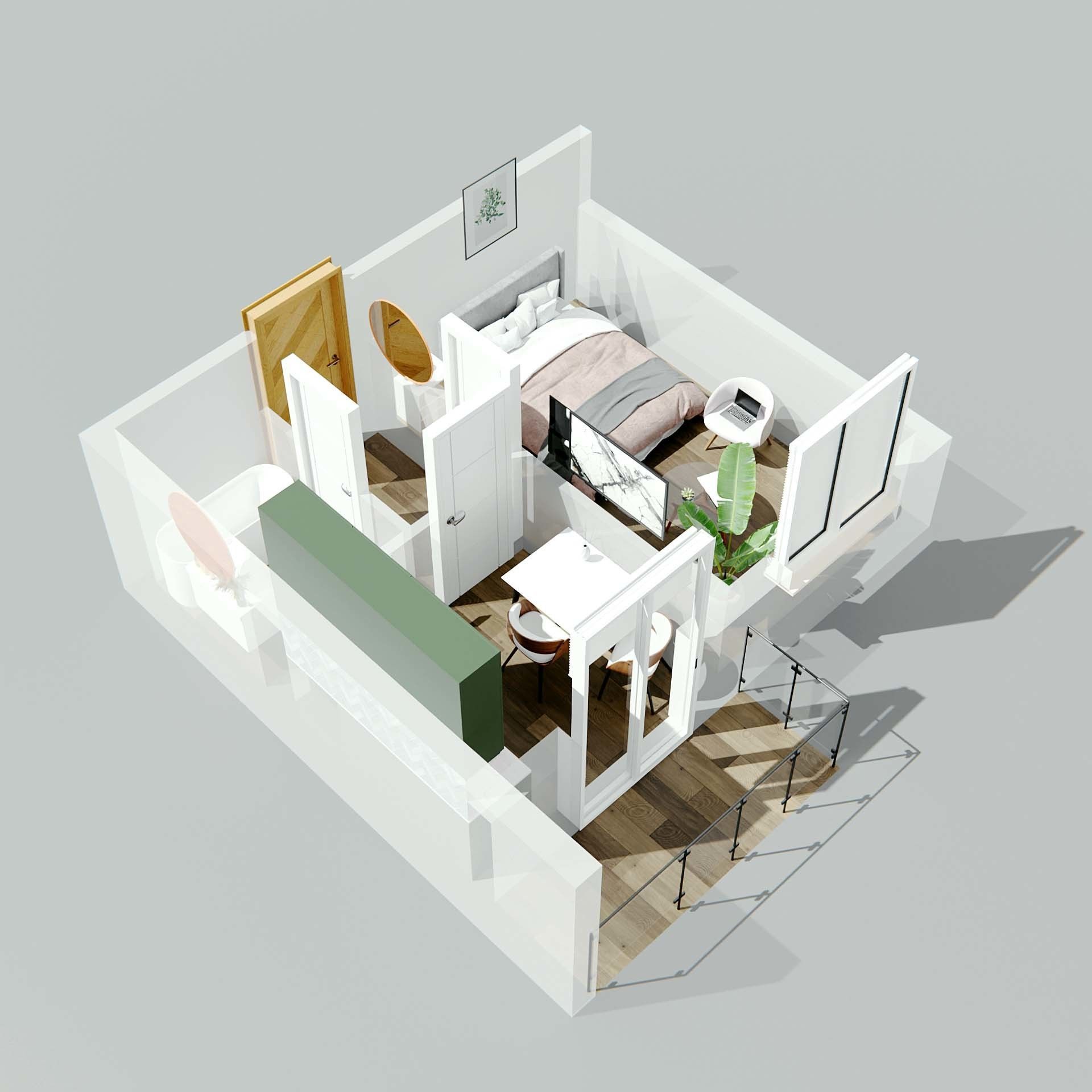 Small apartment floor plan 3D model | CGTrader