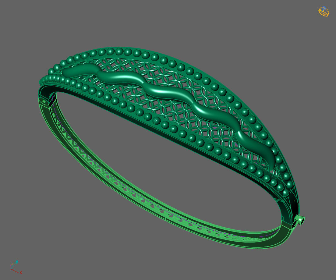Womens Bracelets Bangles 3DM STL OBJ With Details 3D print model_3