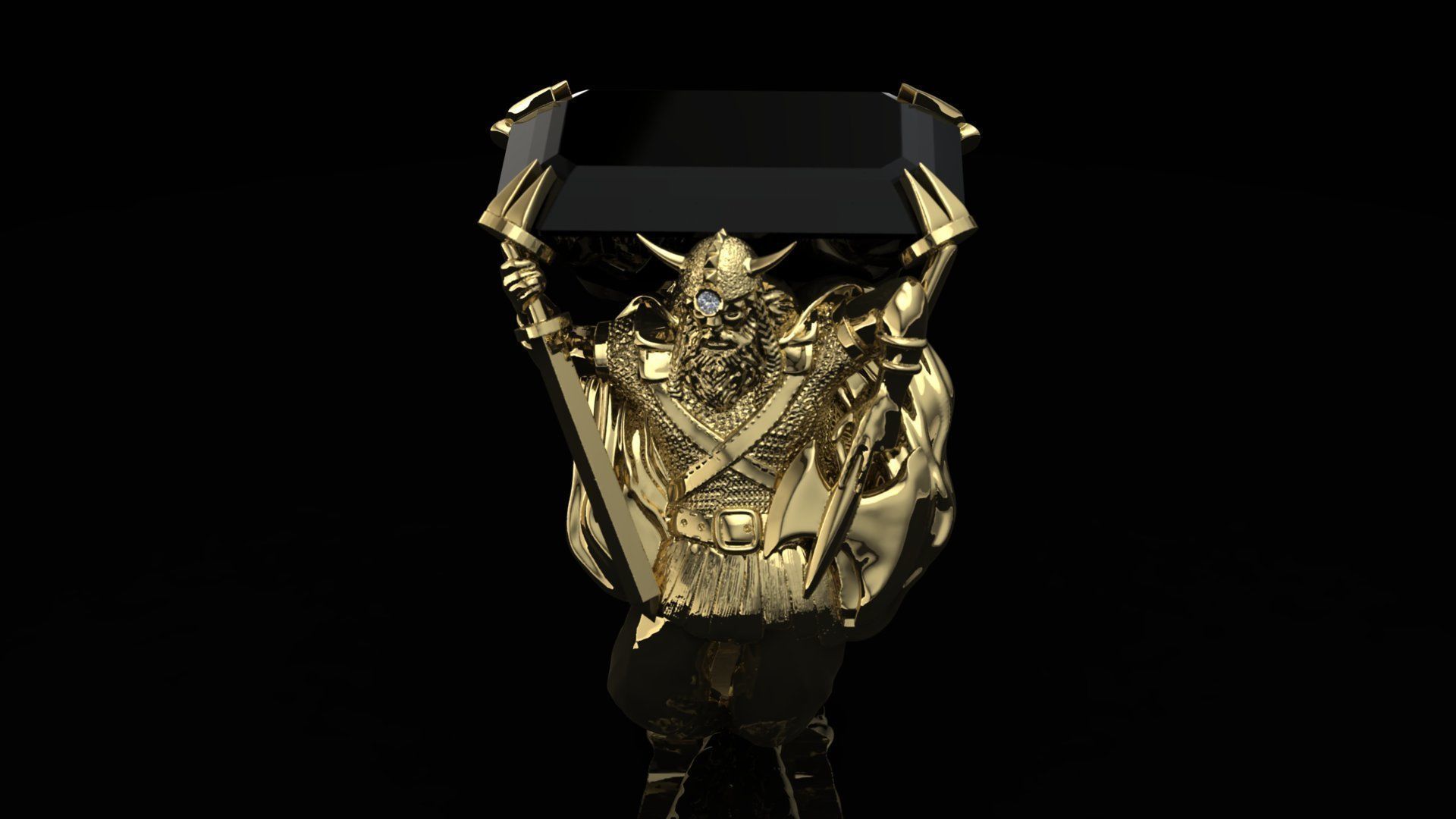 Viking rocker bikers man ring 3D print model_1