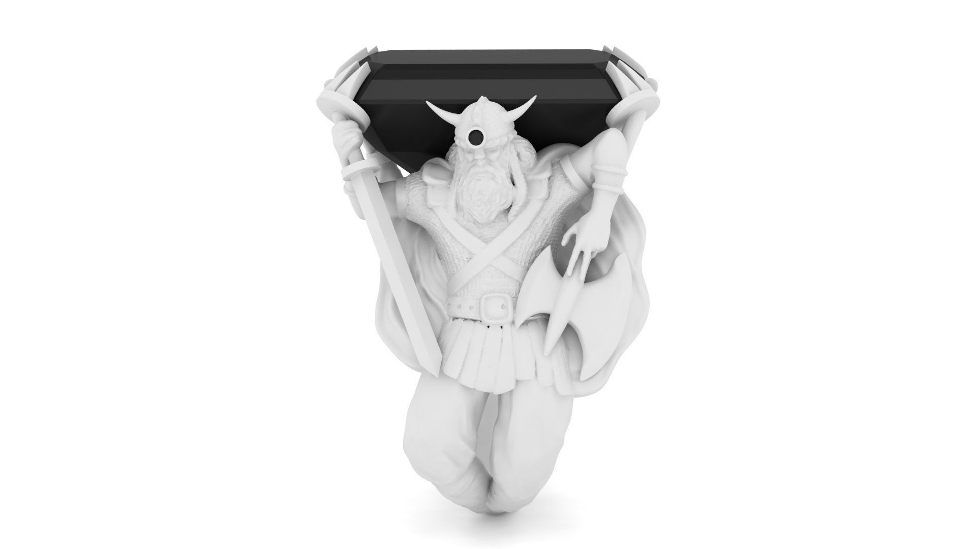 Viking rocker bikers man ring 3D print model_3