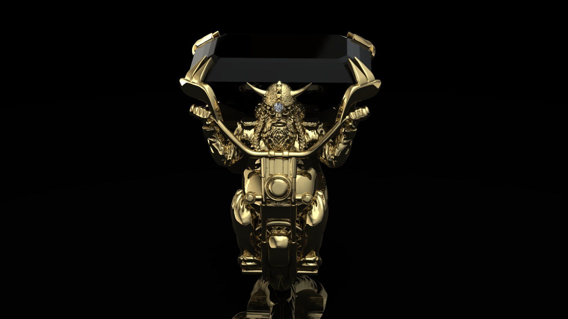 Viking rocker bikers man ring 3D print model_2