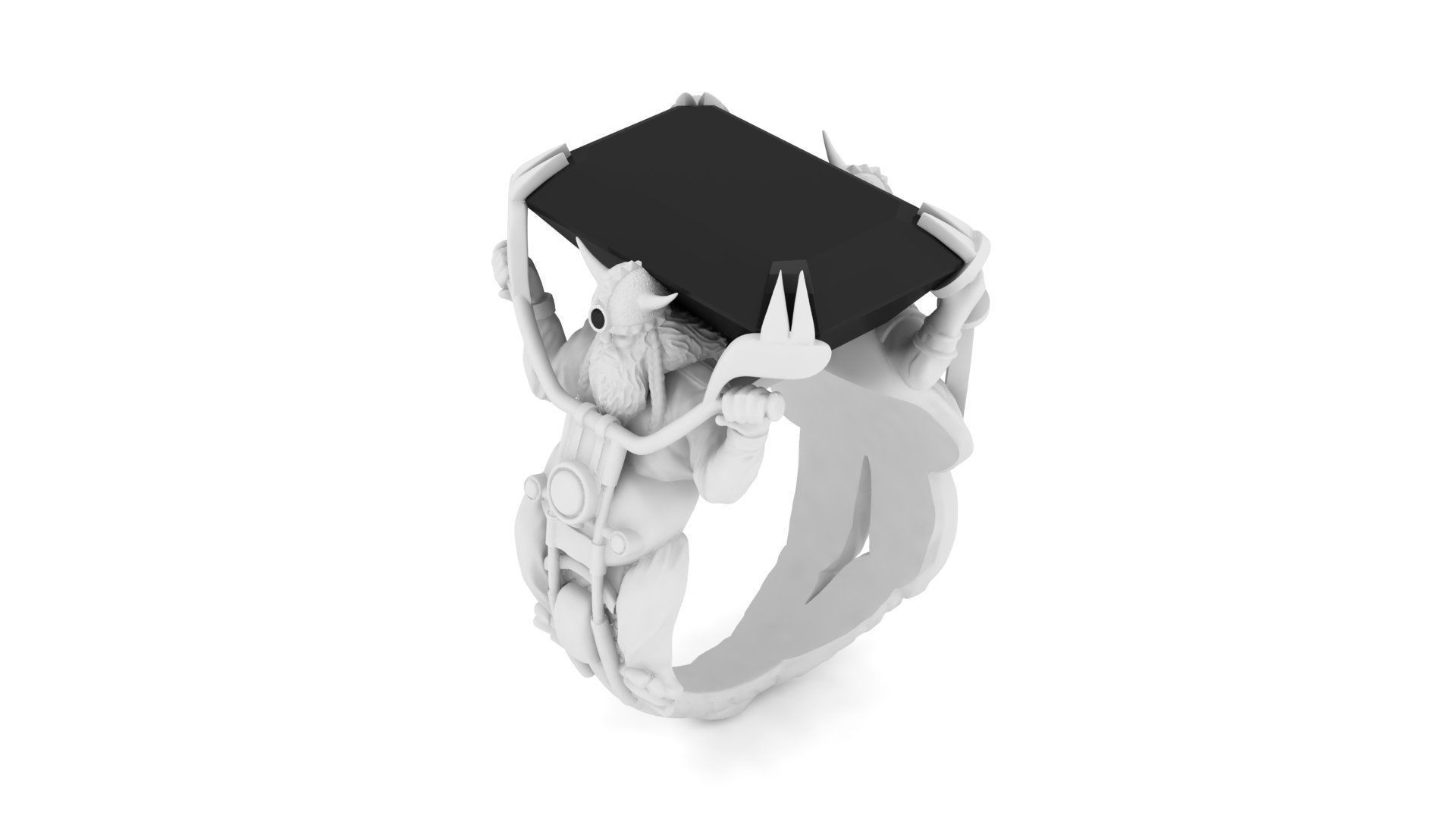 Viking rocker bikers man ring 3D print model_5