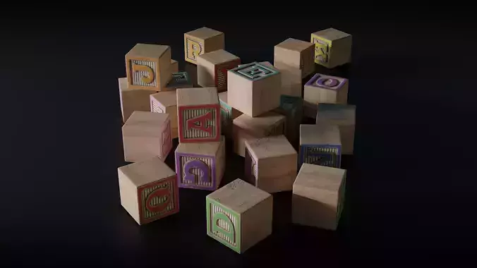 ABC Alphabet Blocks Low-poly 3D model