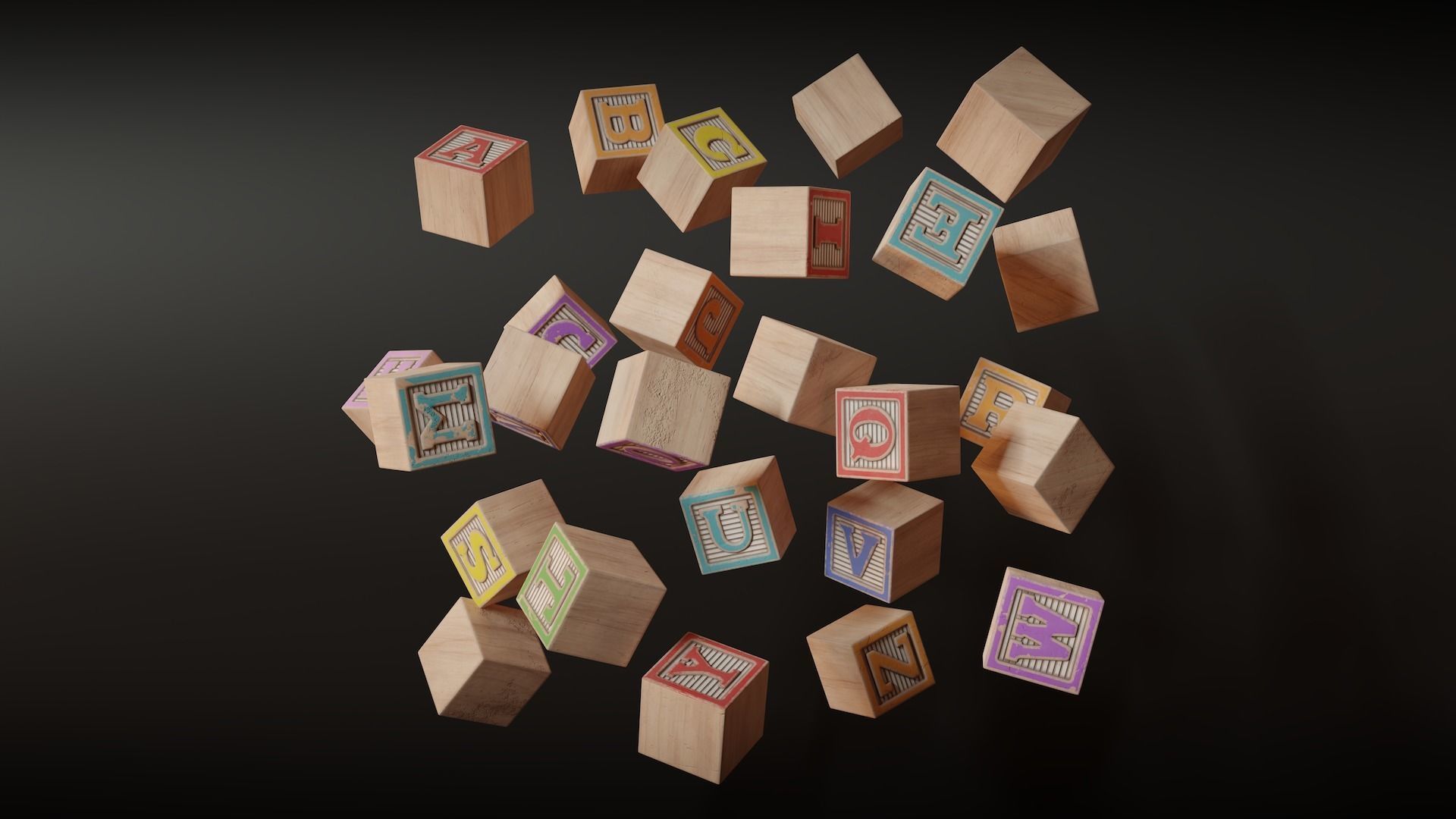 ABC Alphabet Blocks Low-poly 3D model_7