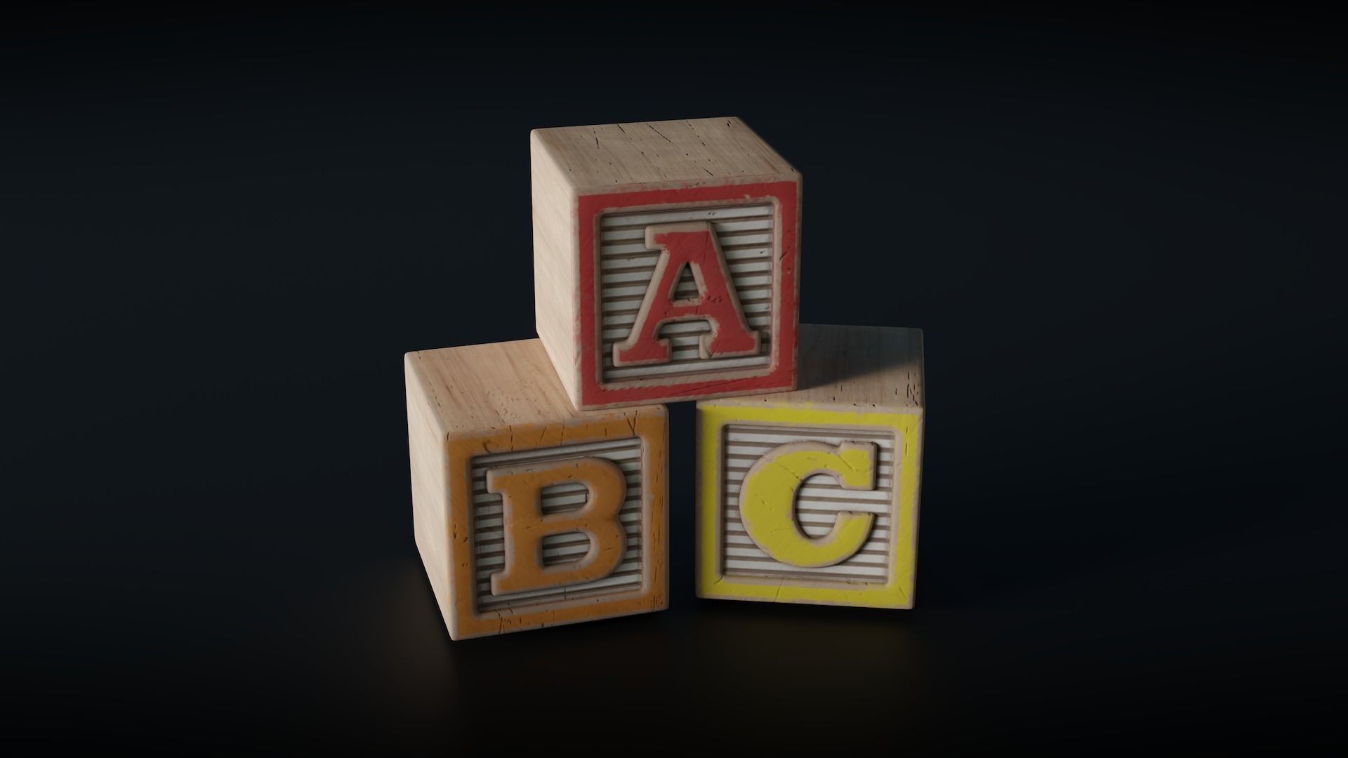 ABC Alphabet Blocks Low-poly 3D model_3