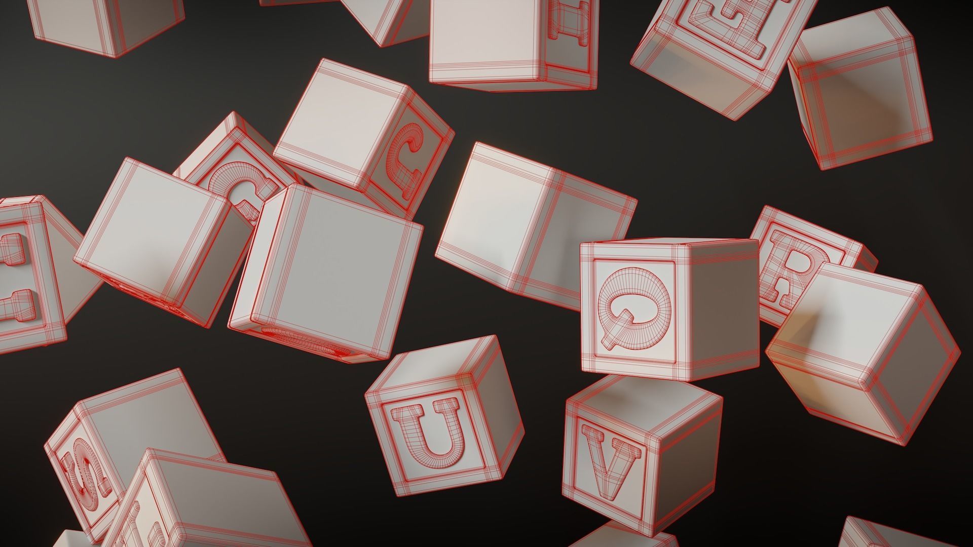 ABC Alphabet Blocks Low-poly 3D model_8