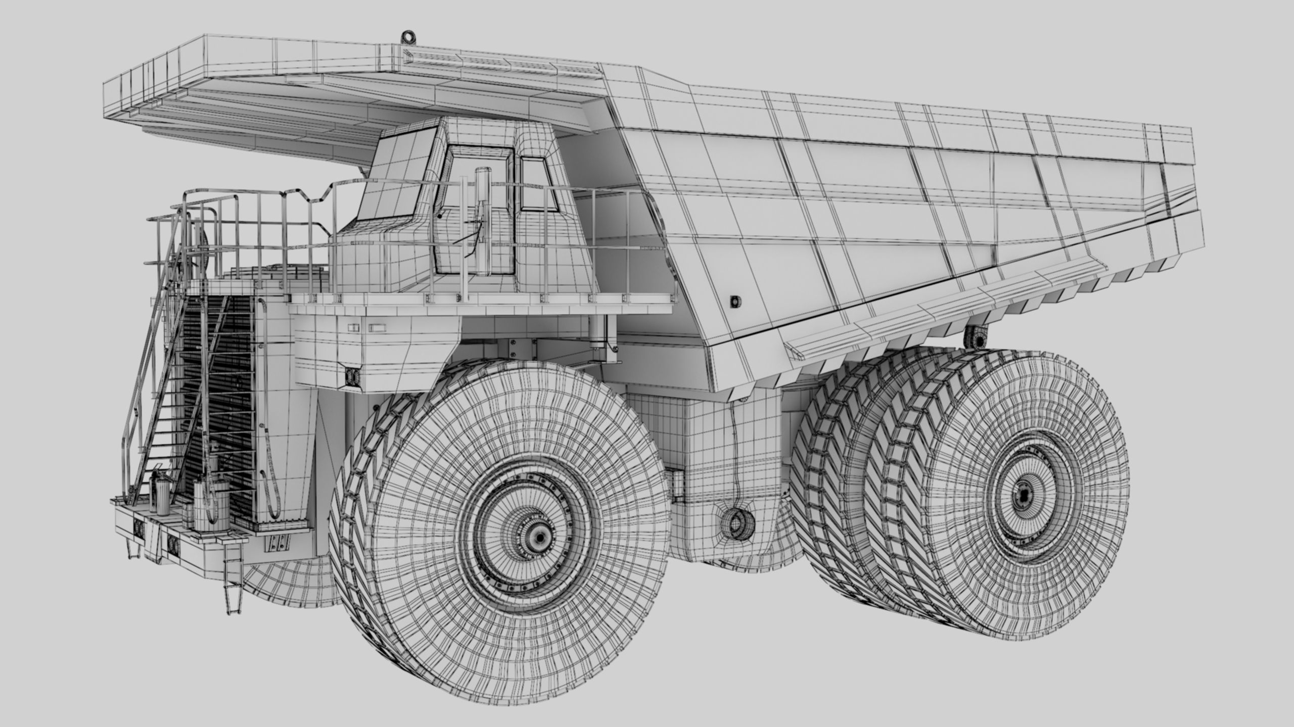 Dump Haul Mining Truck - Proper High Poly With Cabin Interior 3D model_66