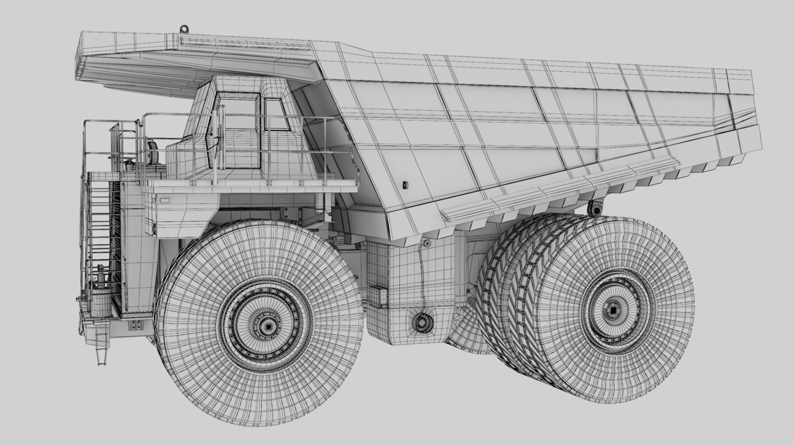 Dump Haul Mining Truck - Proper High Poly With Cabin Interior 3D model_69