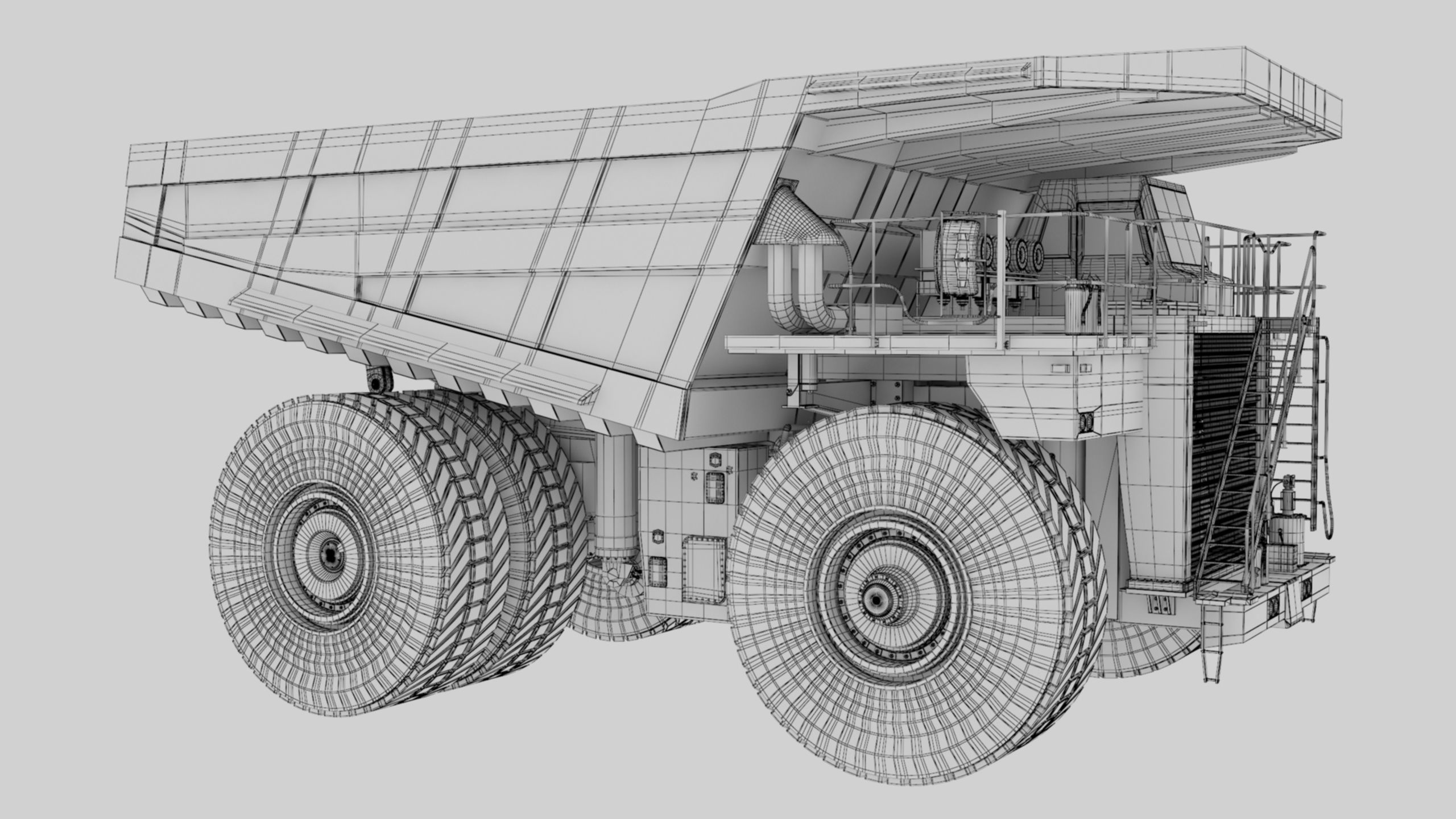Dump Haul Mining Truck - Proper High Poly With Cabin Interior 3D model_28