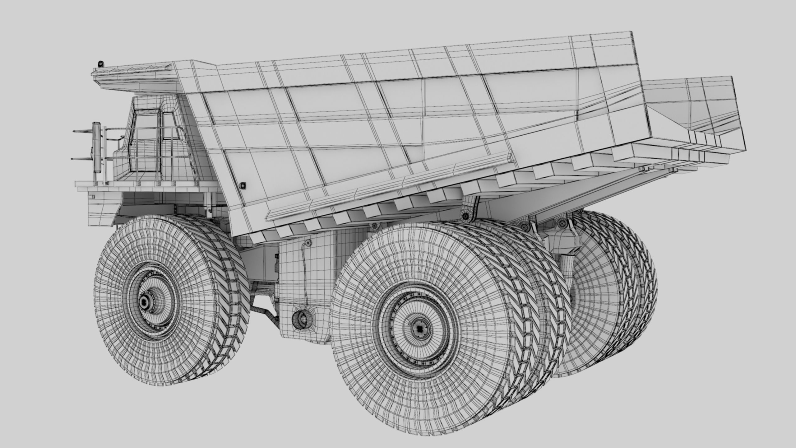 Dump Haul Mining Truck - Proper High Poly With Cabin Interior 3D model_71