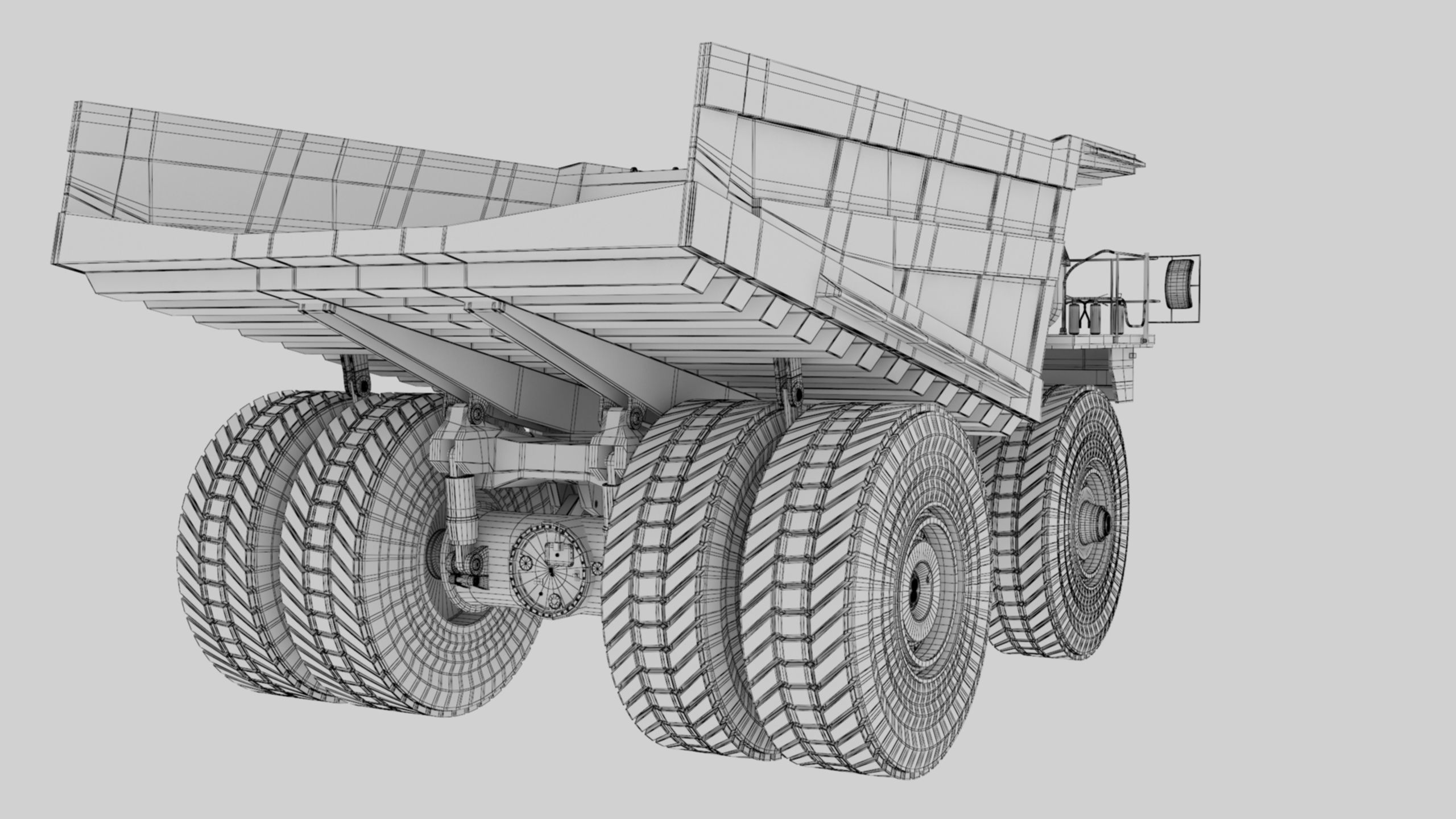 Dump Haul Mining Truck - Proper High Poly With Cabin Interior 3D model_61