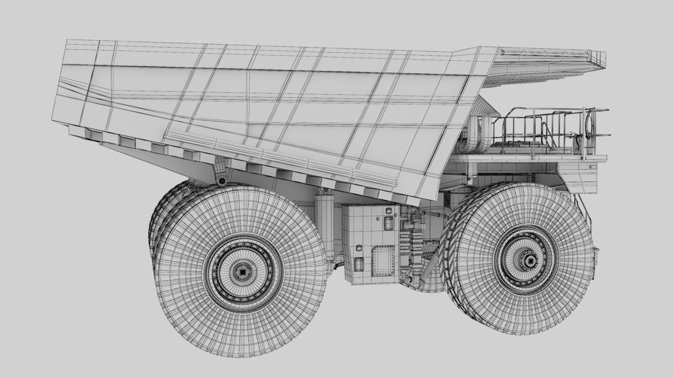 Dump Haul Mining Truck - Proper High Poly With Cabin Interior 3D model_31