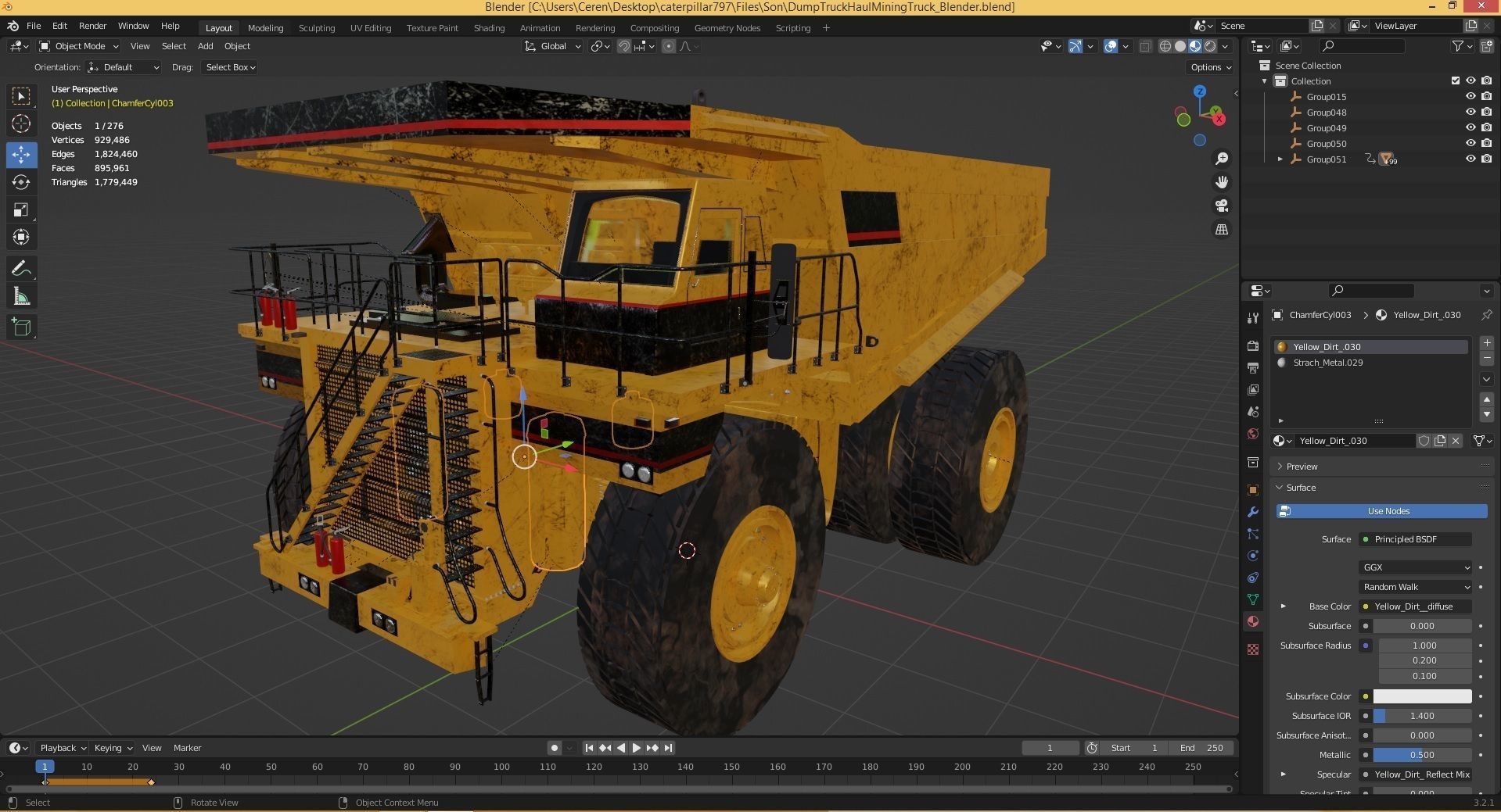 Dump Haul Mining Truck - Proper High Poly With Cabin Interior 3D model_73