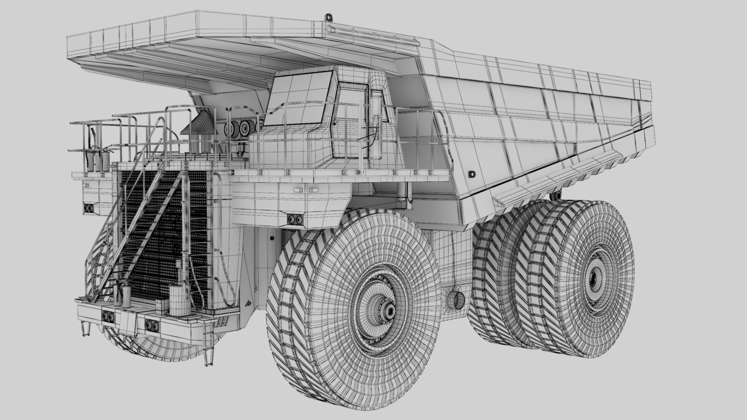 Dump Haul Mining Truck - Proper High Poly With Cabin Interior 3D model_72