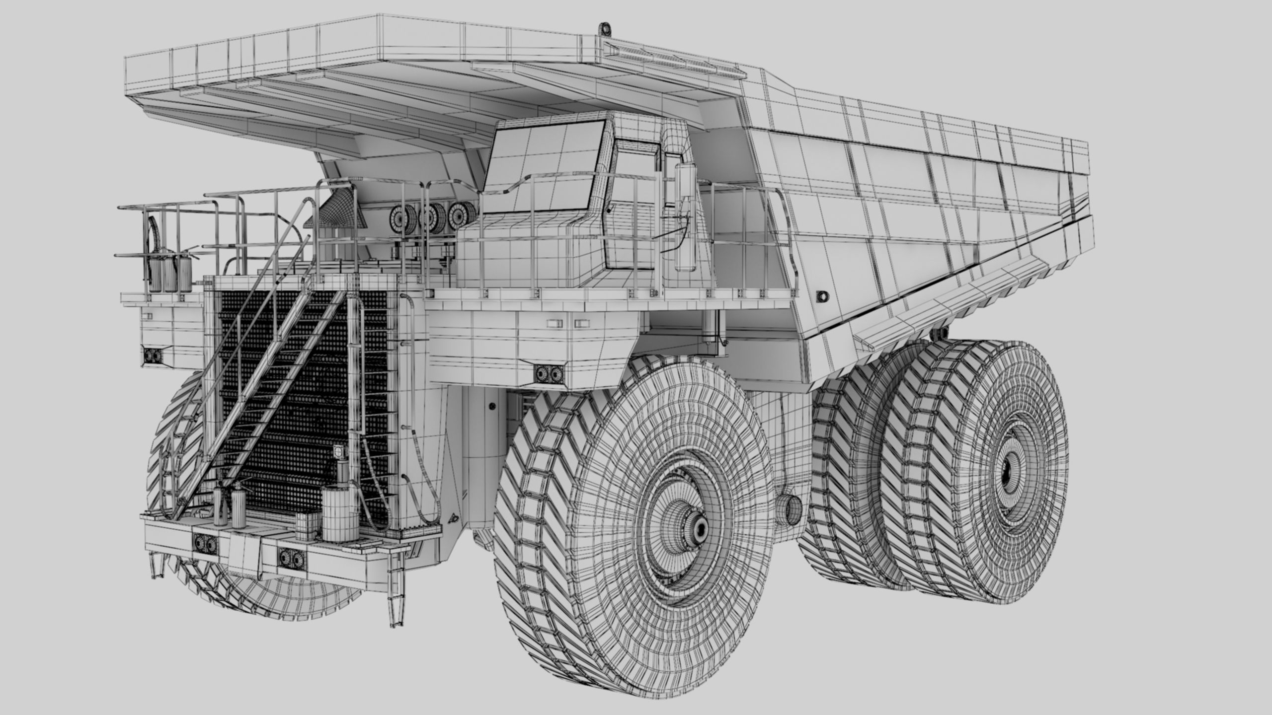 Dump Haul Mining Truck - Proper High Poly With Cabin Interior 3D model_29