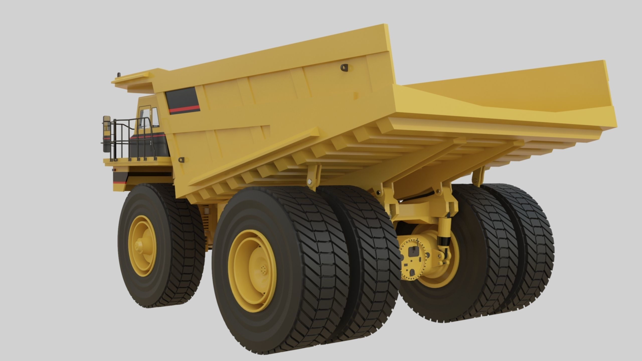 Dump Haul Mining Truck - Proper High Poly With Cabin Interior 3D model_15