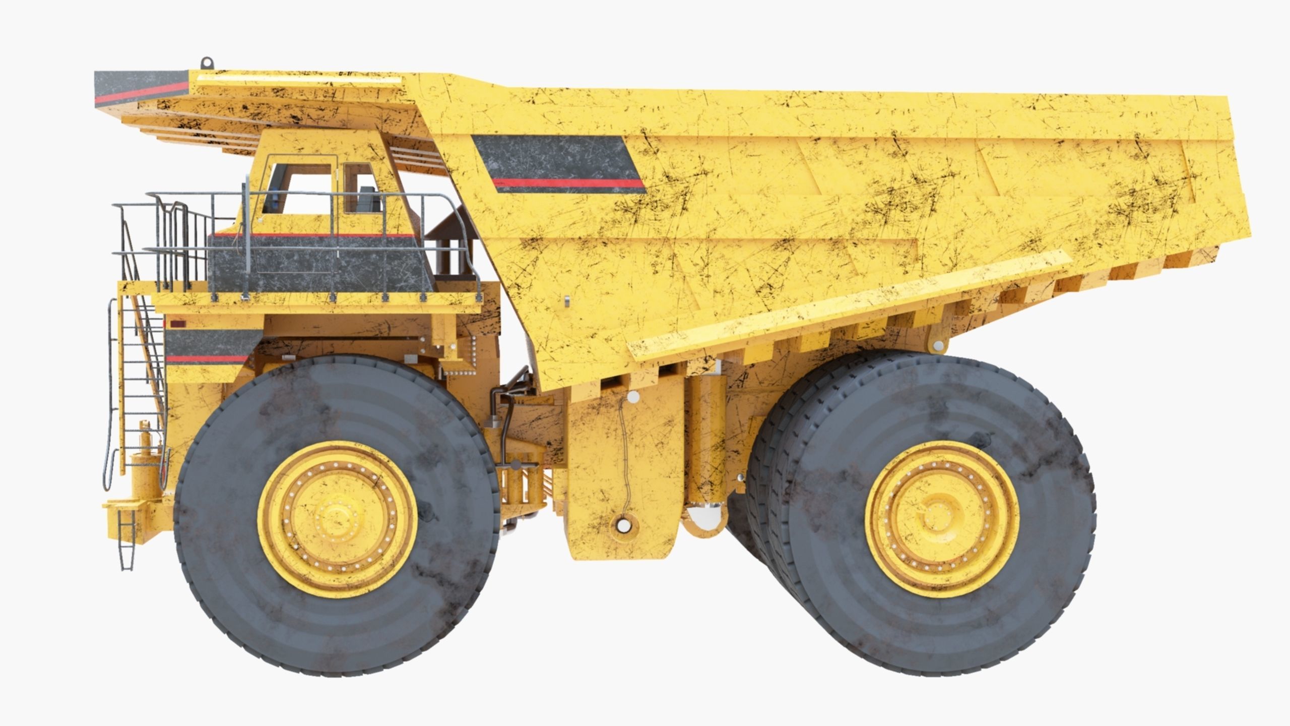 Dump Haul Mining Truck - Proper High Poly With Cabin Interior 3D model_4