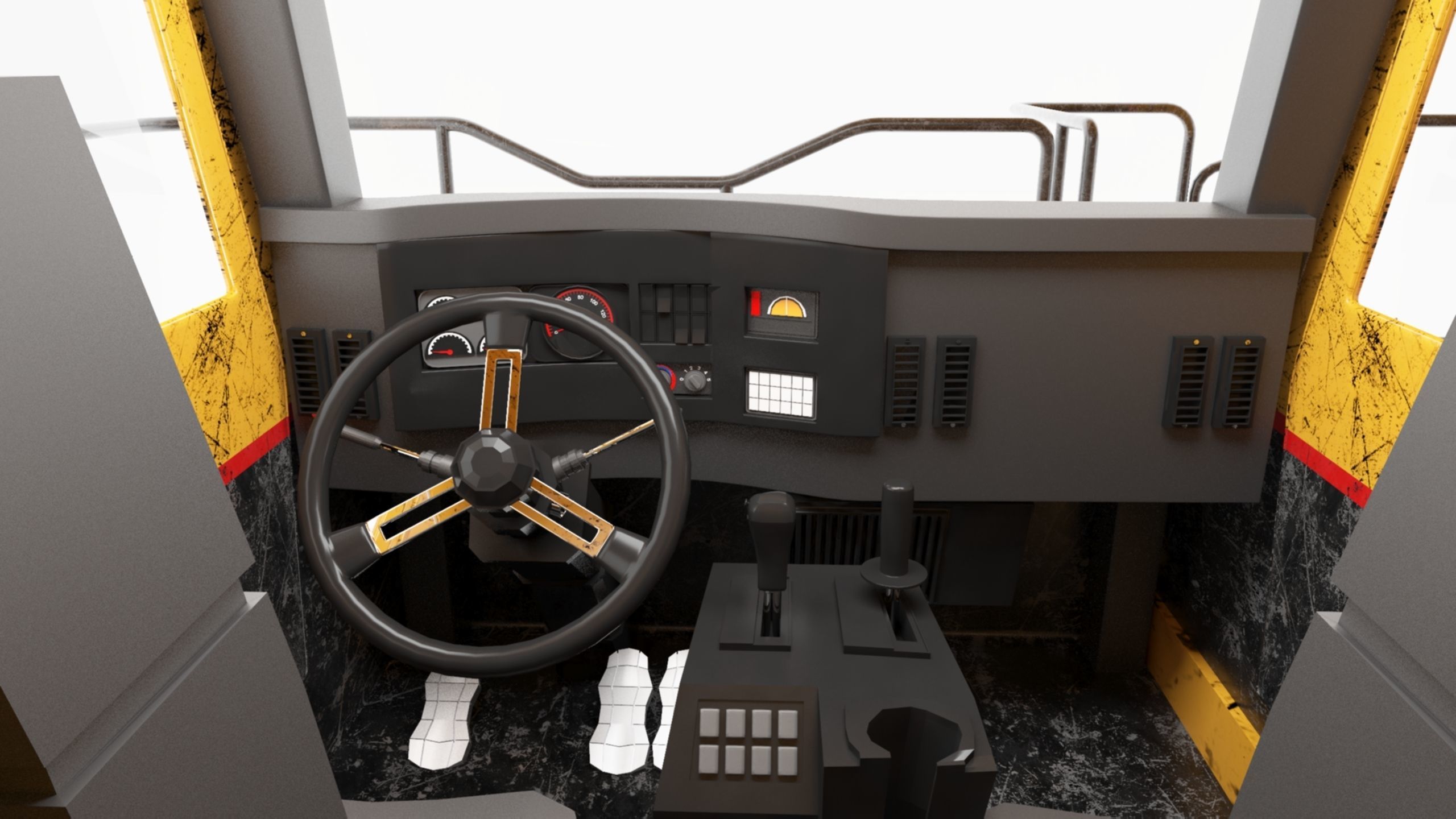 Dump Haul Mining Truck - Proper High Poly With Cabin Interior 3D model_5