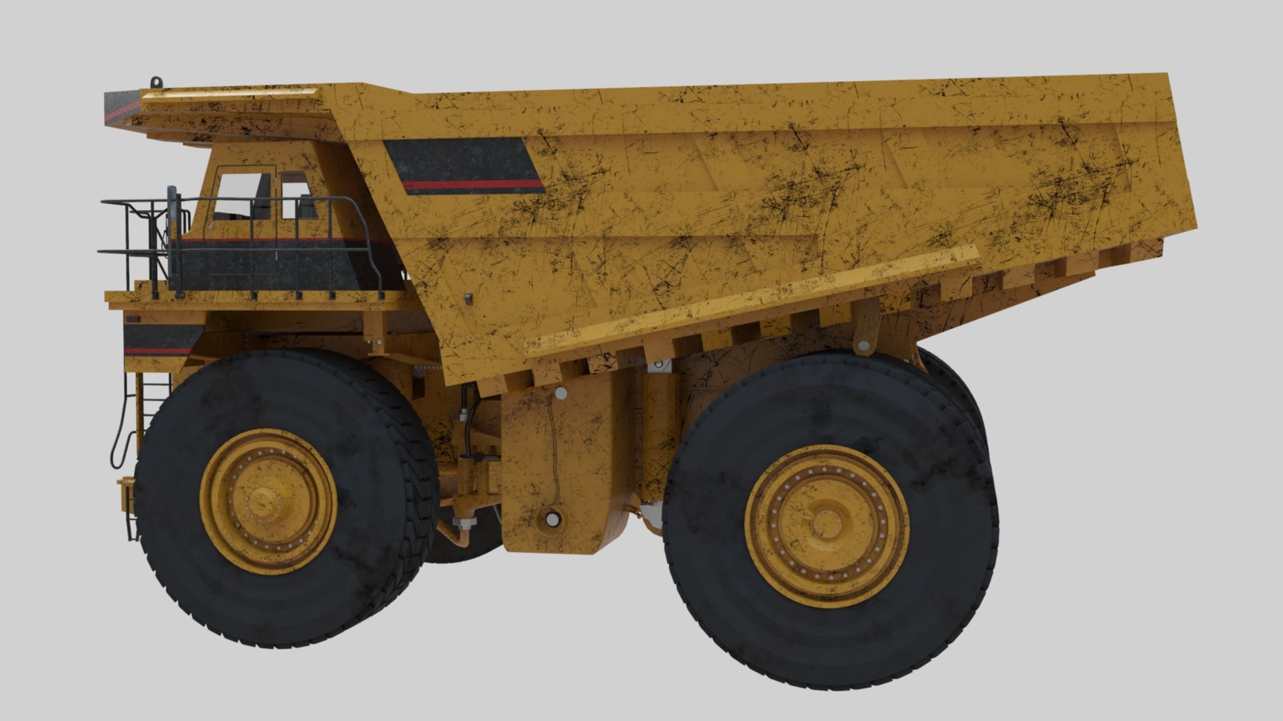 Dump Haul Mining Truck - Proper High Poly With Cabin Interior 3D model_50