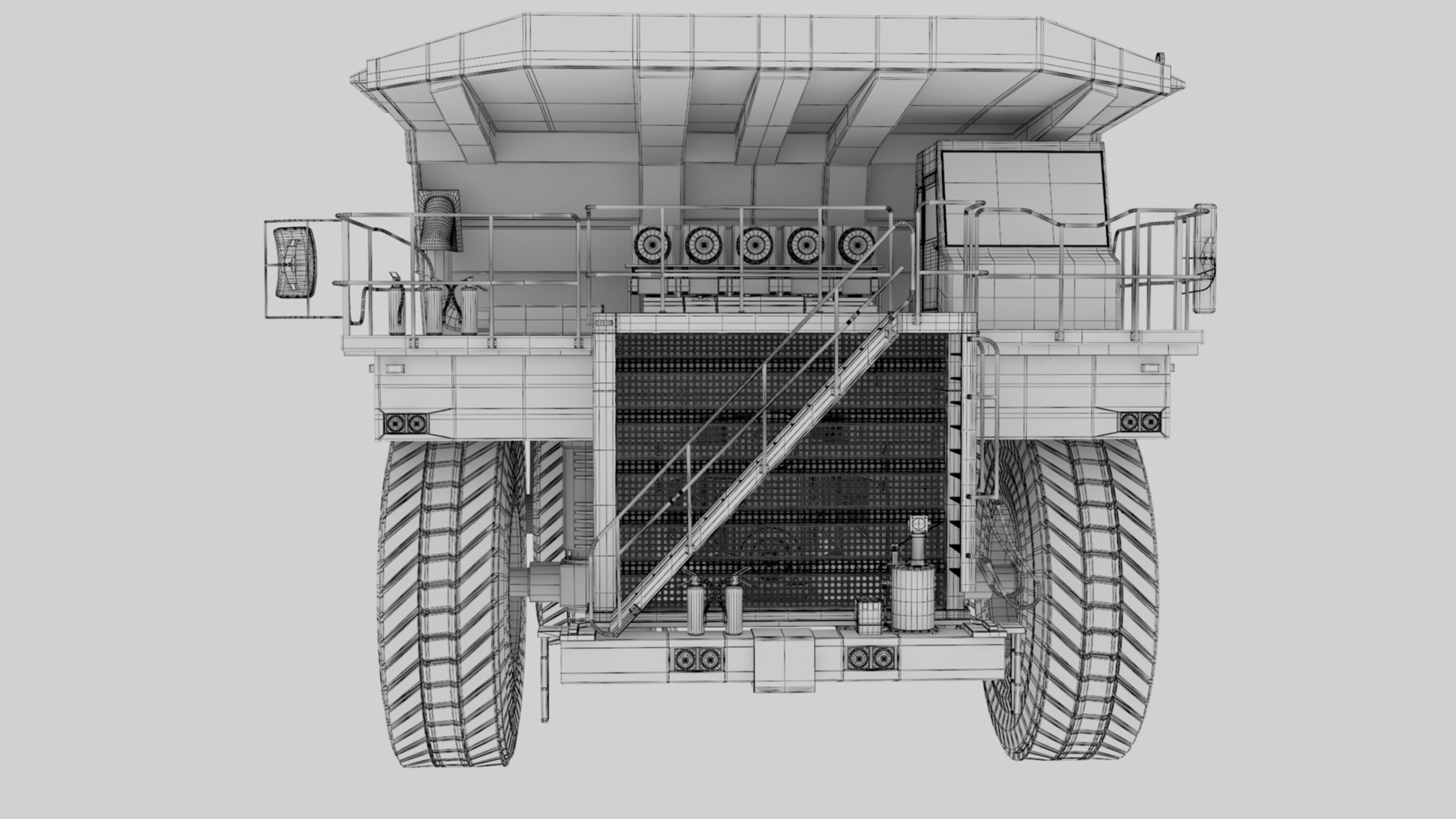 Dump Haul Mining Truck - Proper High Poly With Cabin Interior 3D model_30