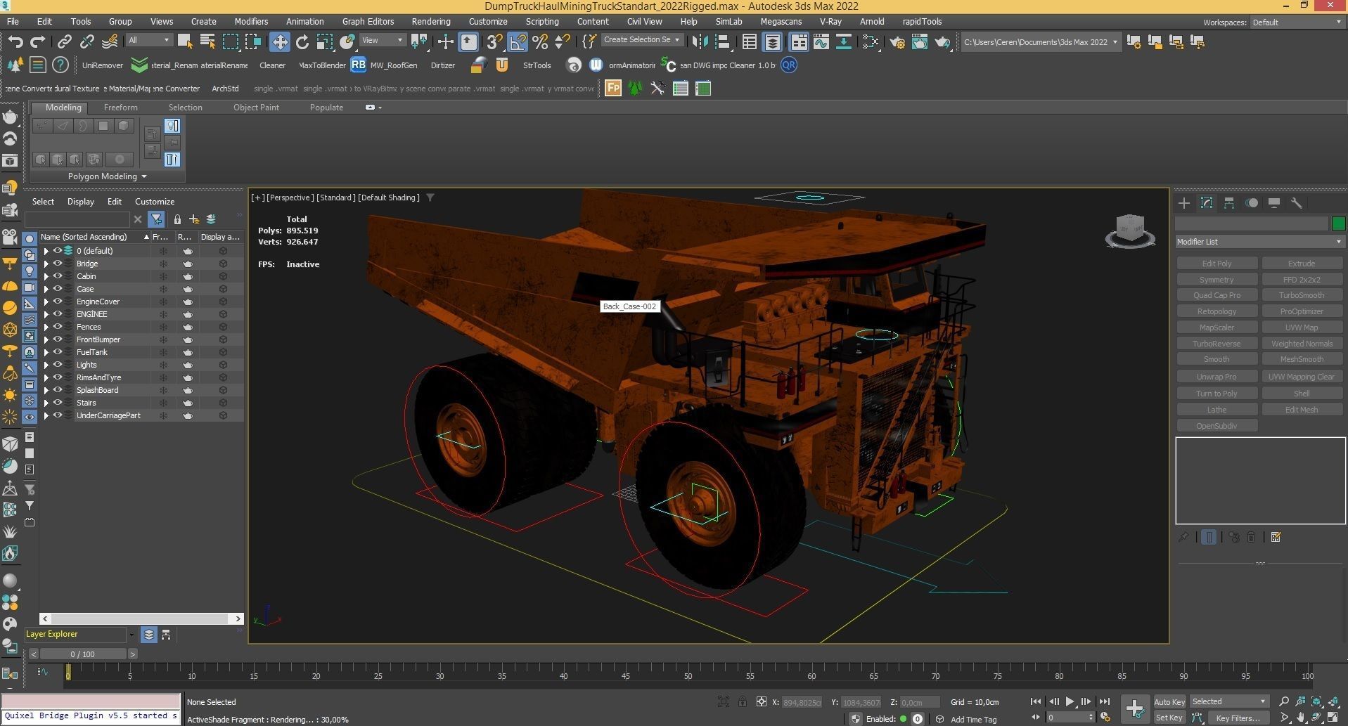 Dump Haul Mining Truck - Proper High Poly With Cabin Interior 3D model_7