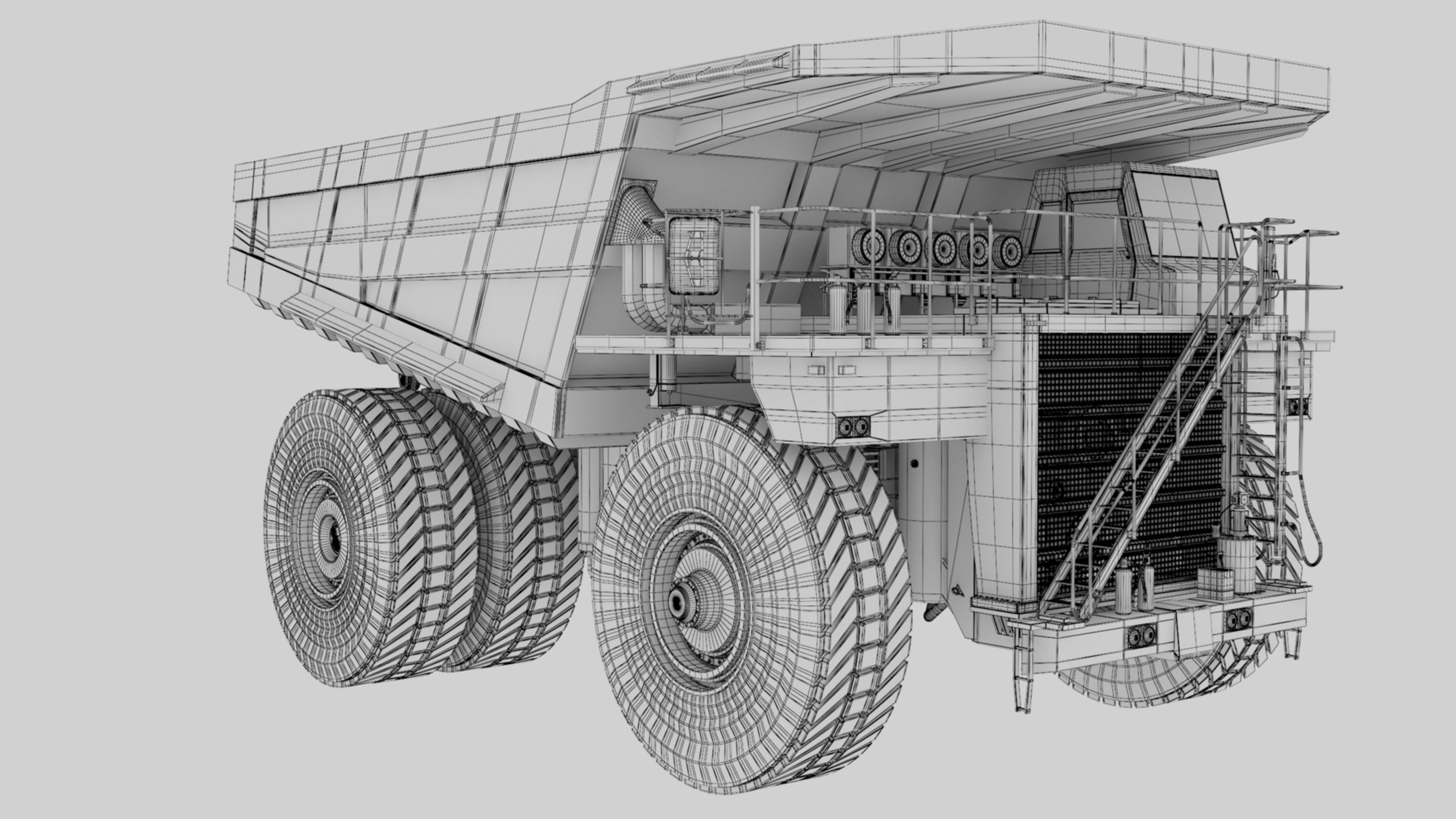 Dump Haul Mining Truck - Proper High Poly With Cabin Interior 3D model_26
