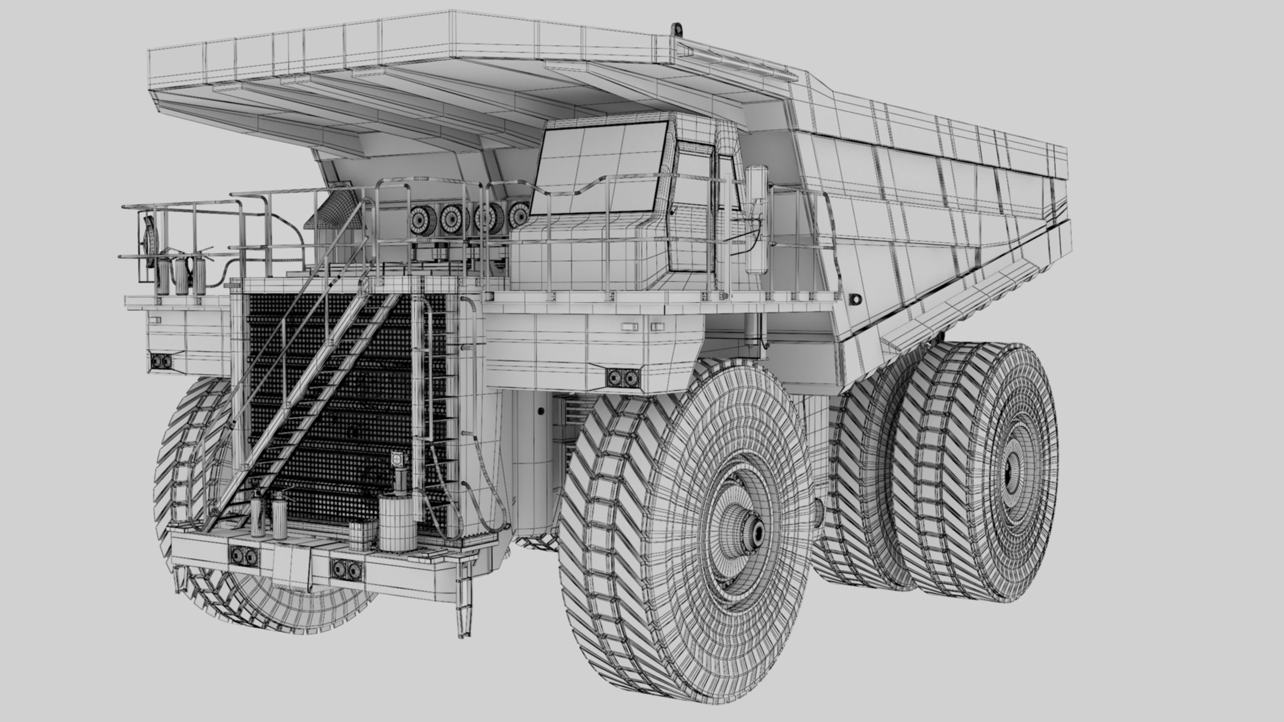 Dump Haul Mining Truck - Proper High Poly With Cabin Interior 3D model_56
