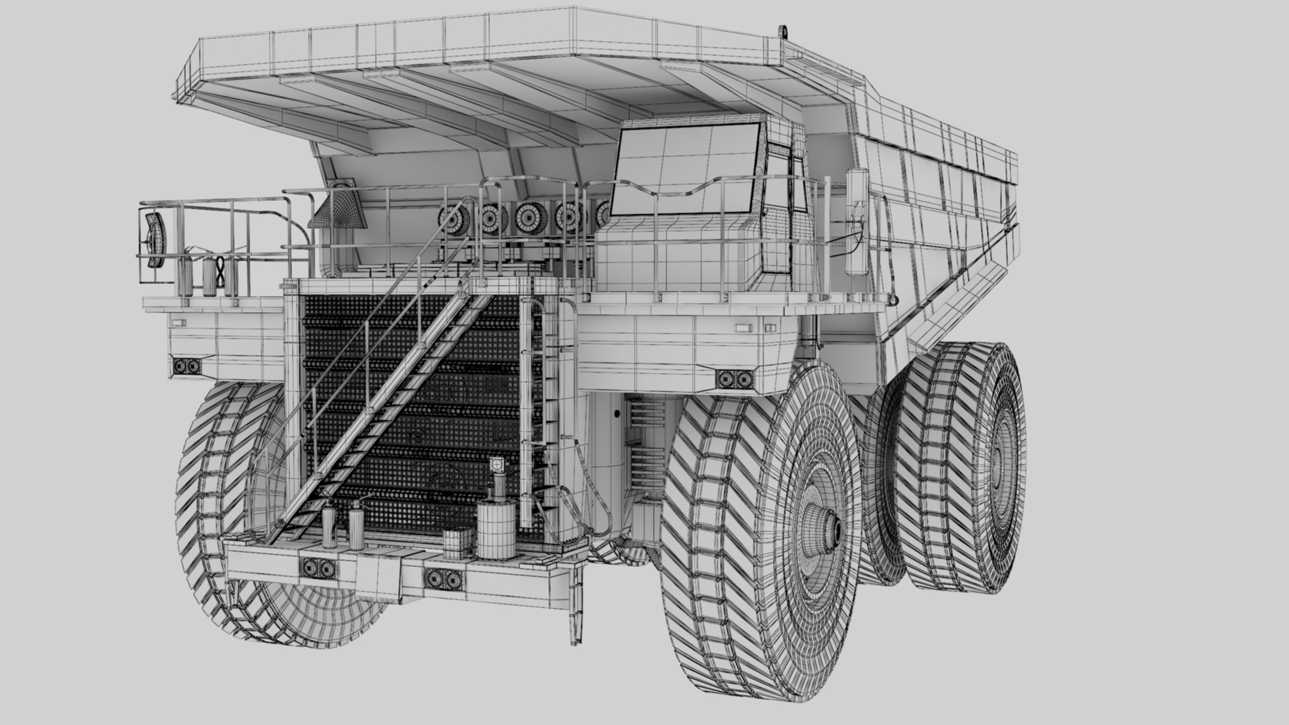 Dump Haul Mining Truck - Proper High Poly With Cabin Interior 3D model_63