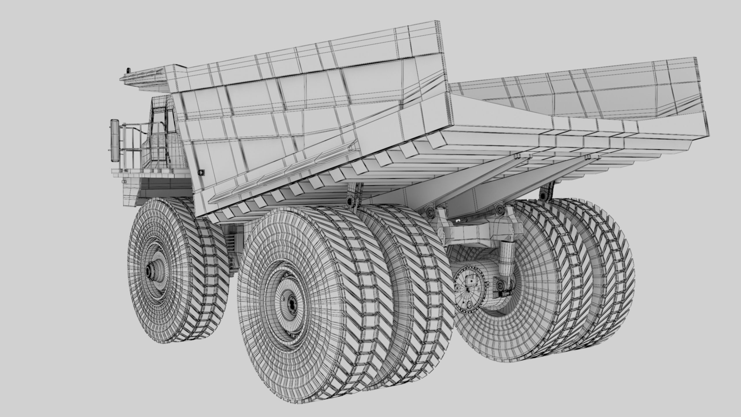 Dump Haul Mining Truck - Proper High Poly With Cabin Interior 3D model_27