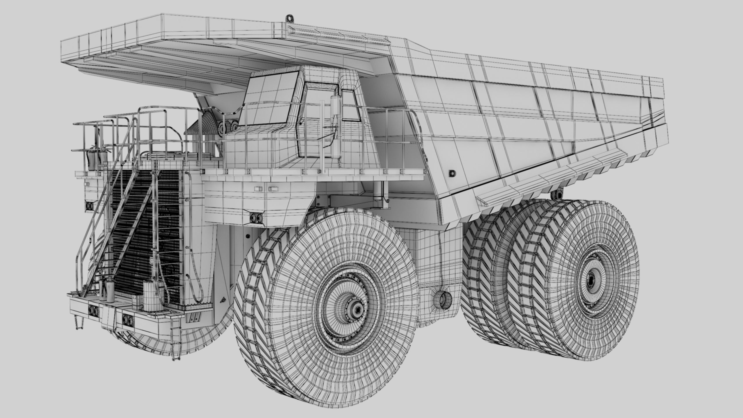 Dump Haul Mining Truck - Proper High Poly With Cabin Interior 3D model_65