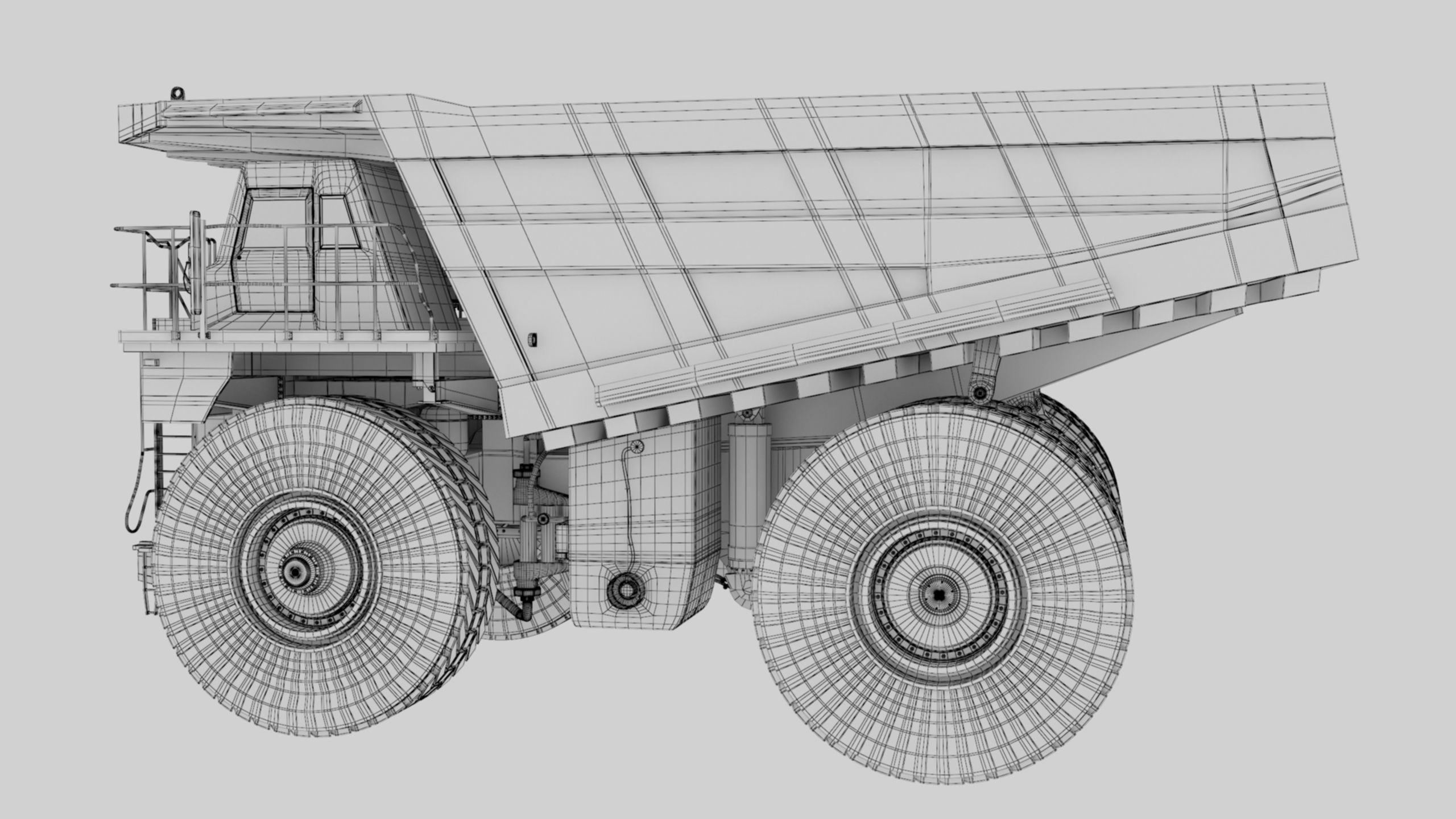 Dump Haul Mining Truck - Proper High Poly With Cabin Interior 3D model_64