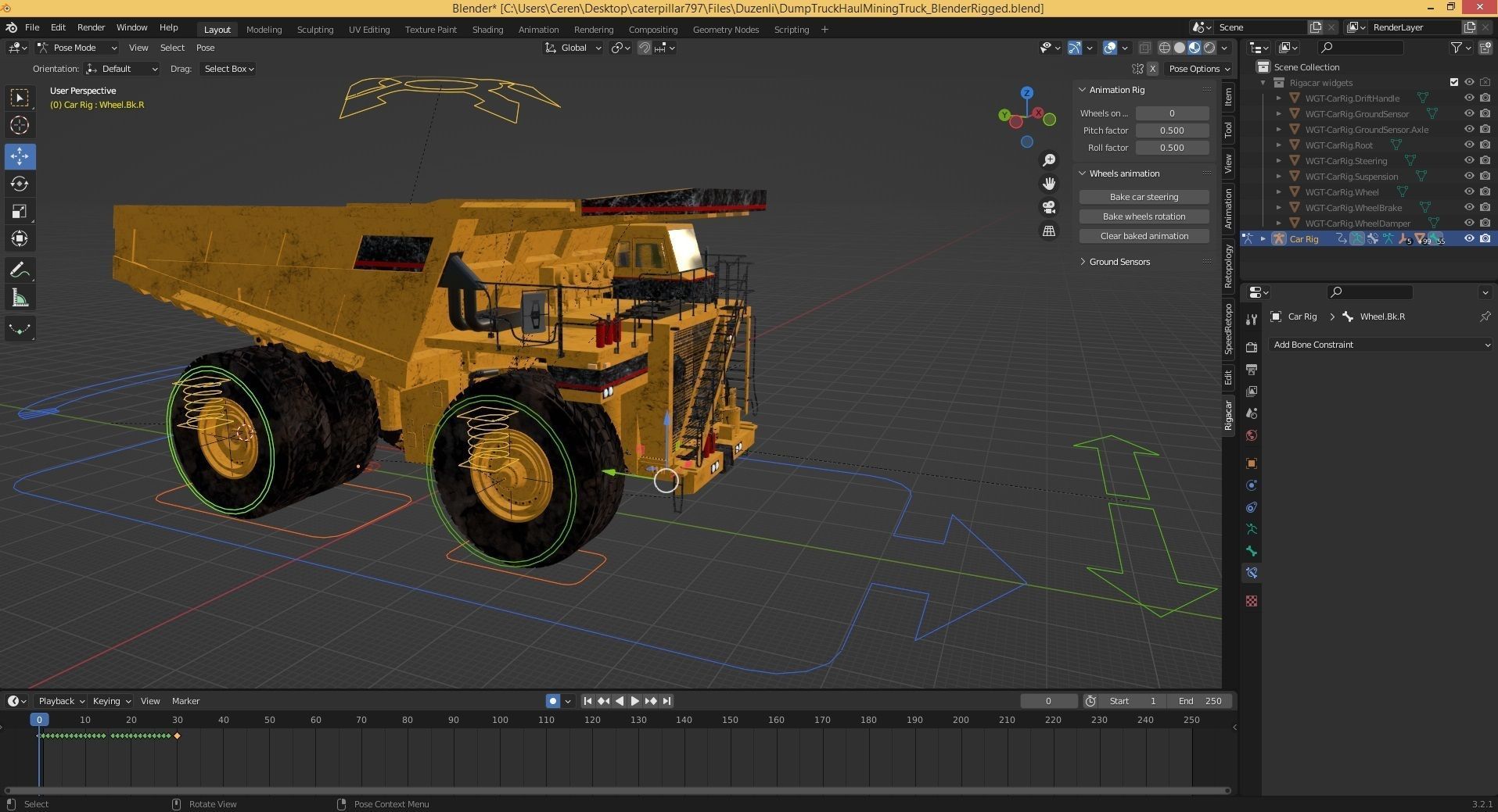 Dump Haul Mining Truck - Proper High Poly With Cabin Interior 3D model_6