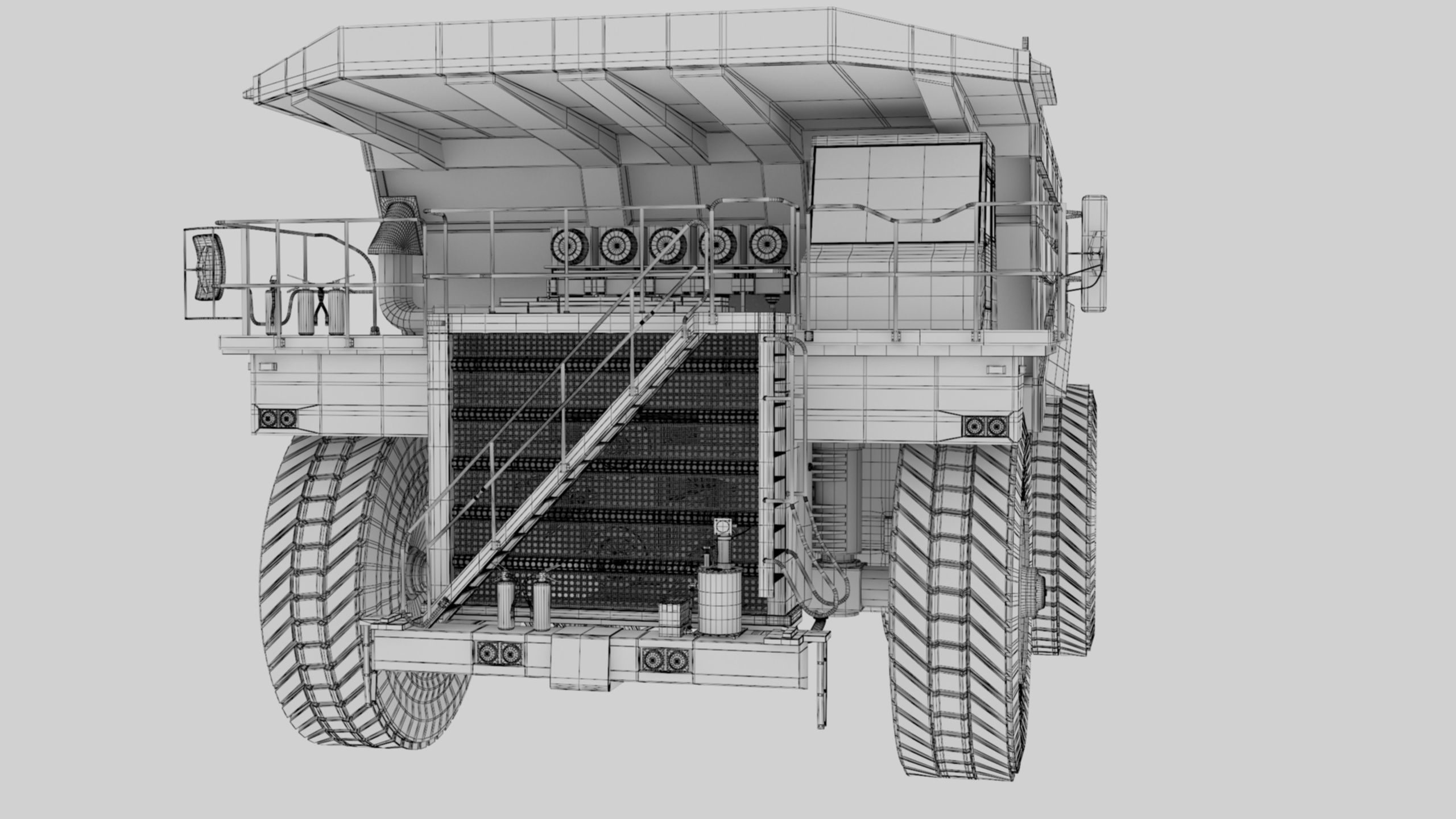 Dump Haul Mining Truck - Proper High Poly With Cabin Interior 3D model_62