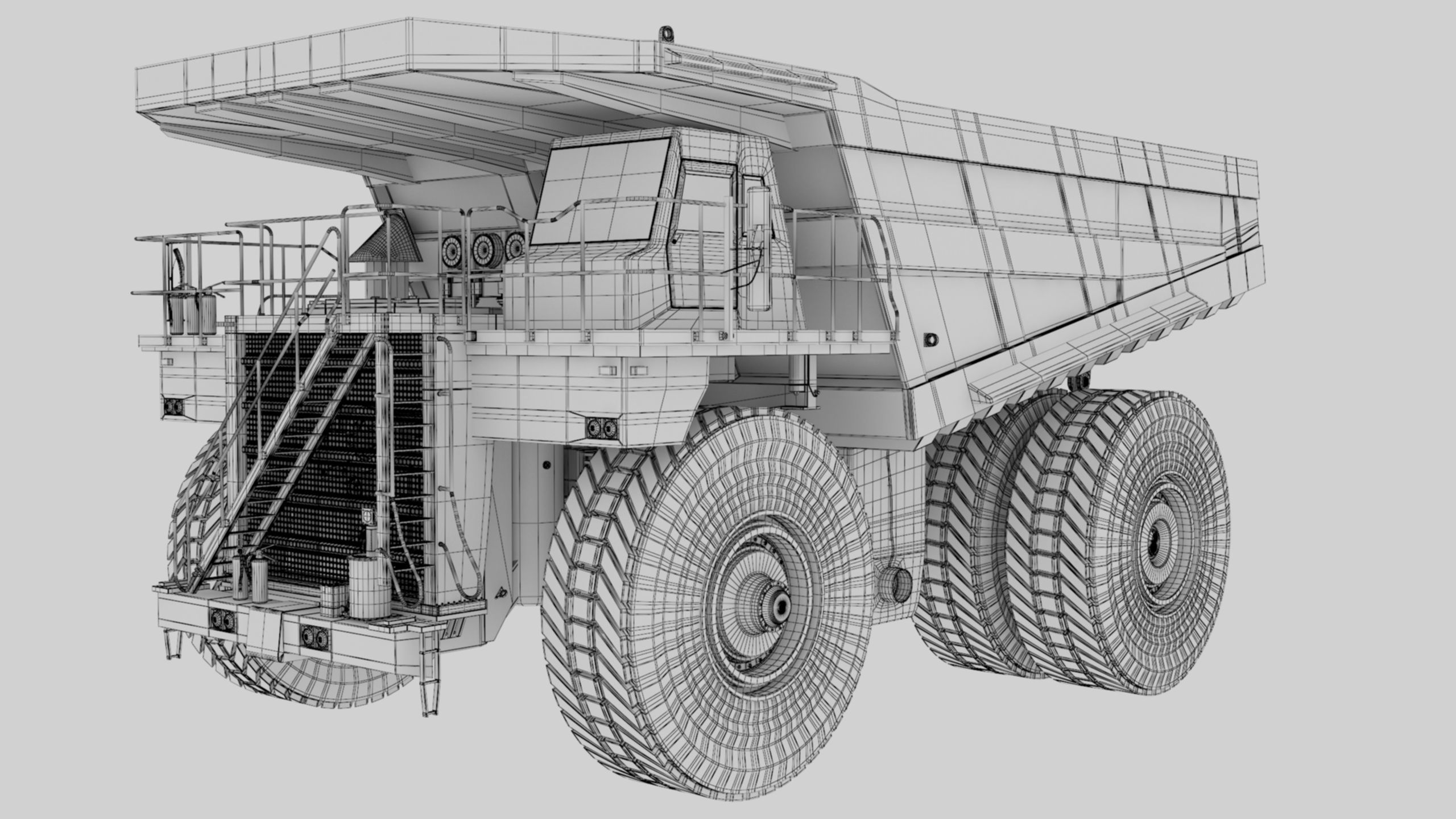 Dump Haul Mining Truck - Proper High Poly With Cabin Interior 3D model_70