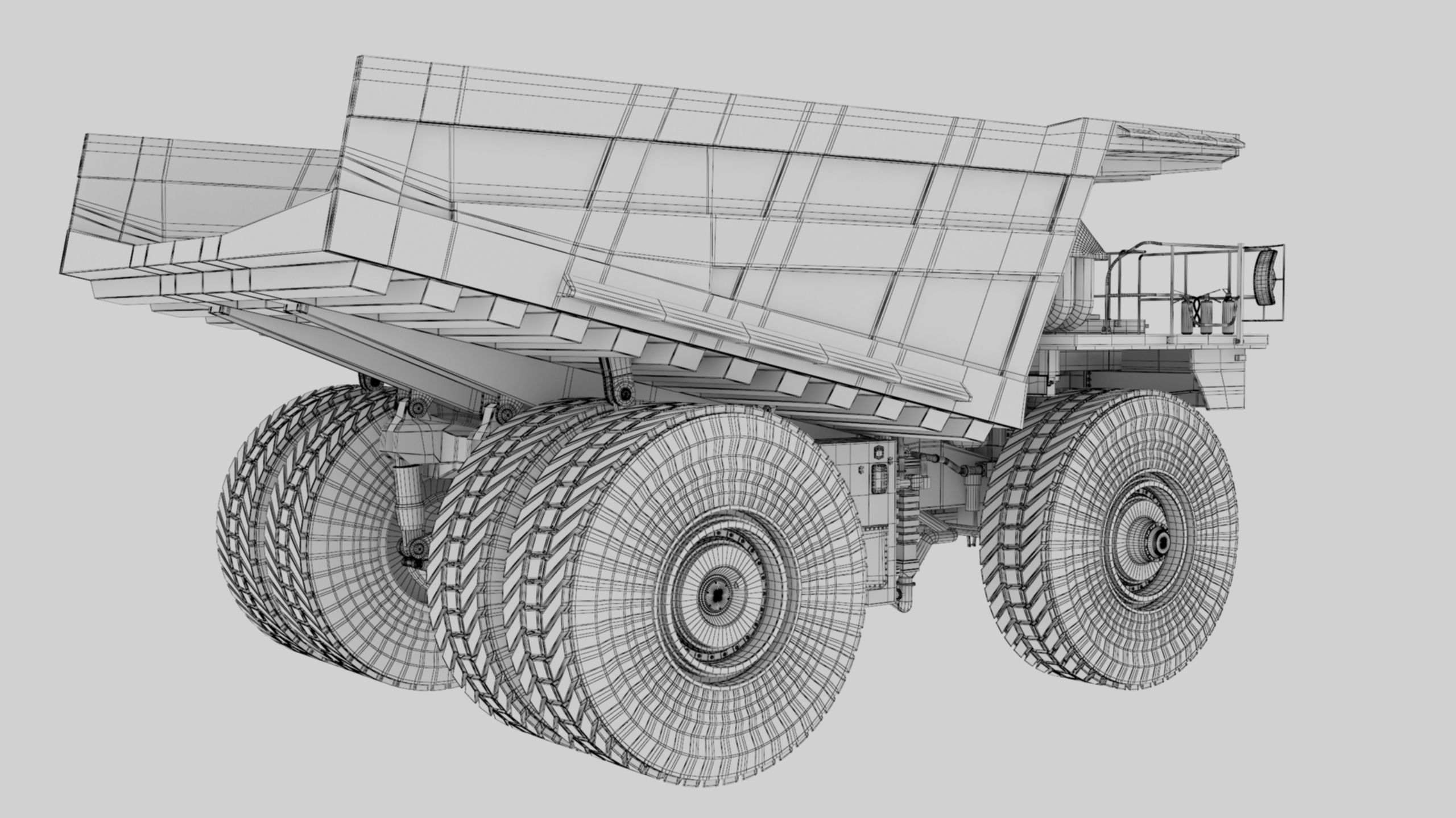 Dump Haul Mining Truck - Proper High Poly With Cabin Interior 3D model_60